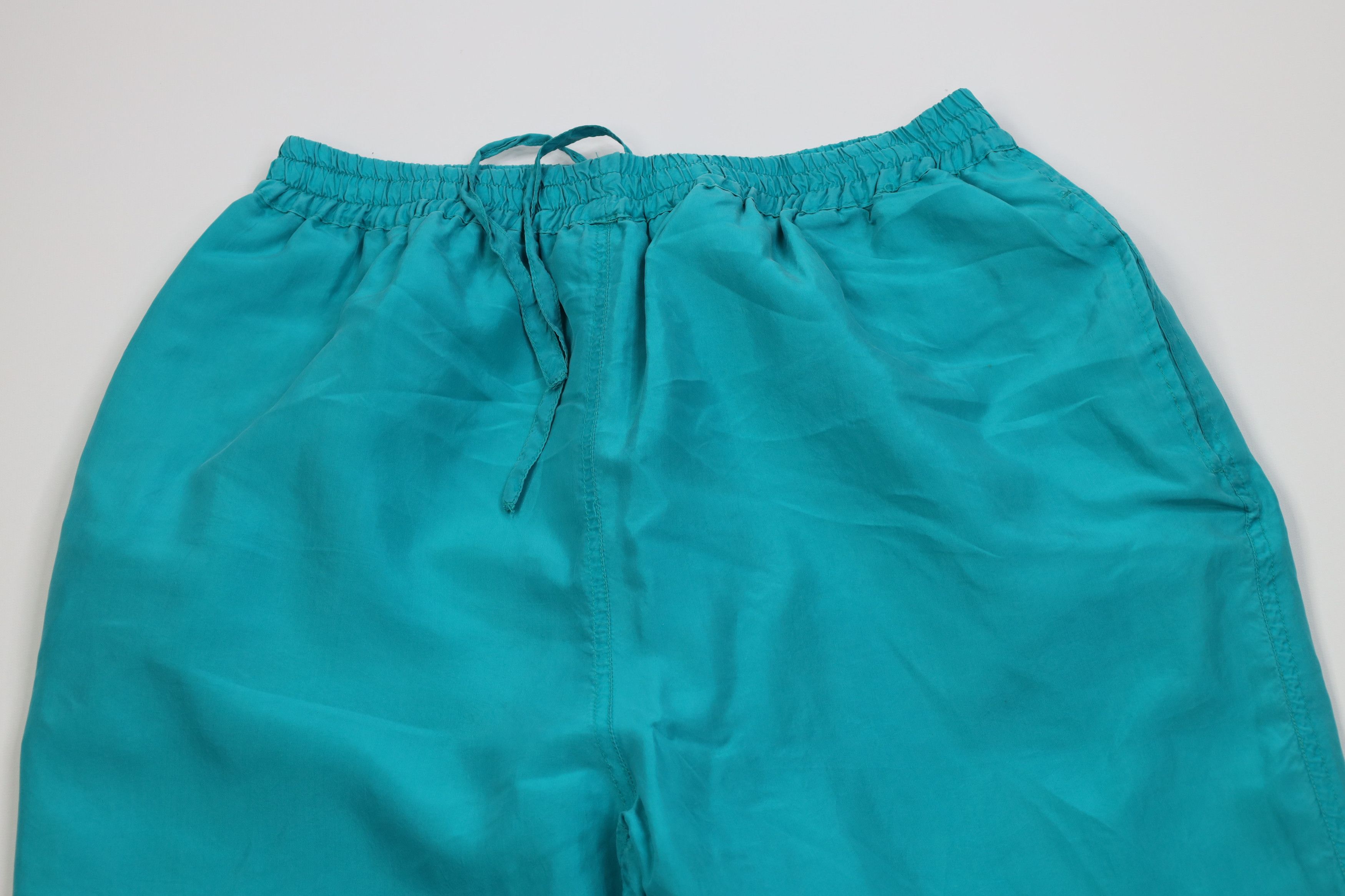 Vintage Vintage 90s Streetwear Blank Silk Pants Sweatpants Teal Size 28" / US 6 / IT 42 - 2 Thumbnail