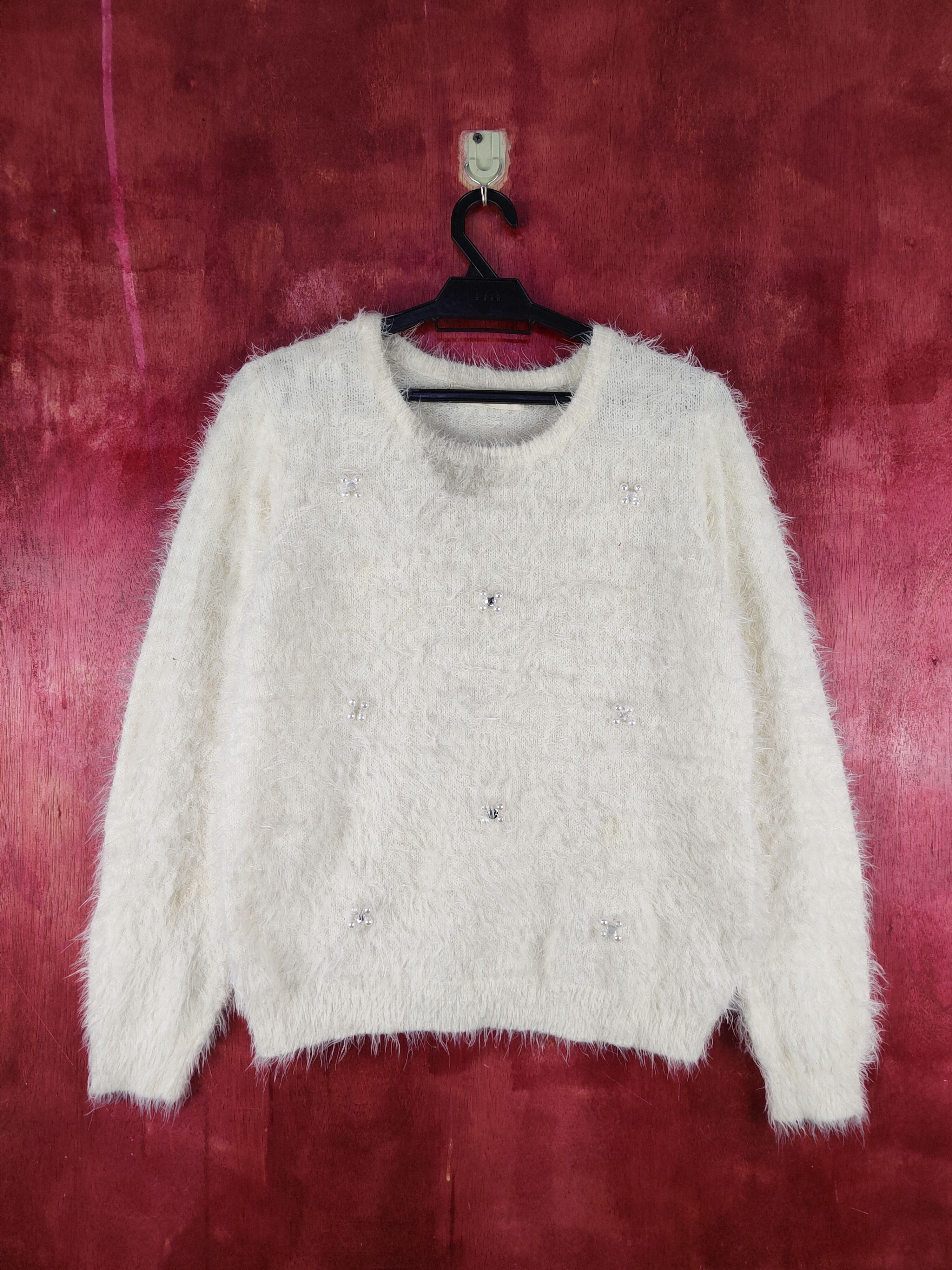 image of Aran Isles Knitwear Sospita Ivory Shag Shaggy Fur Mohair Knitwear S2103, Women's (Size Medium)