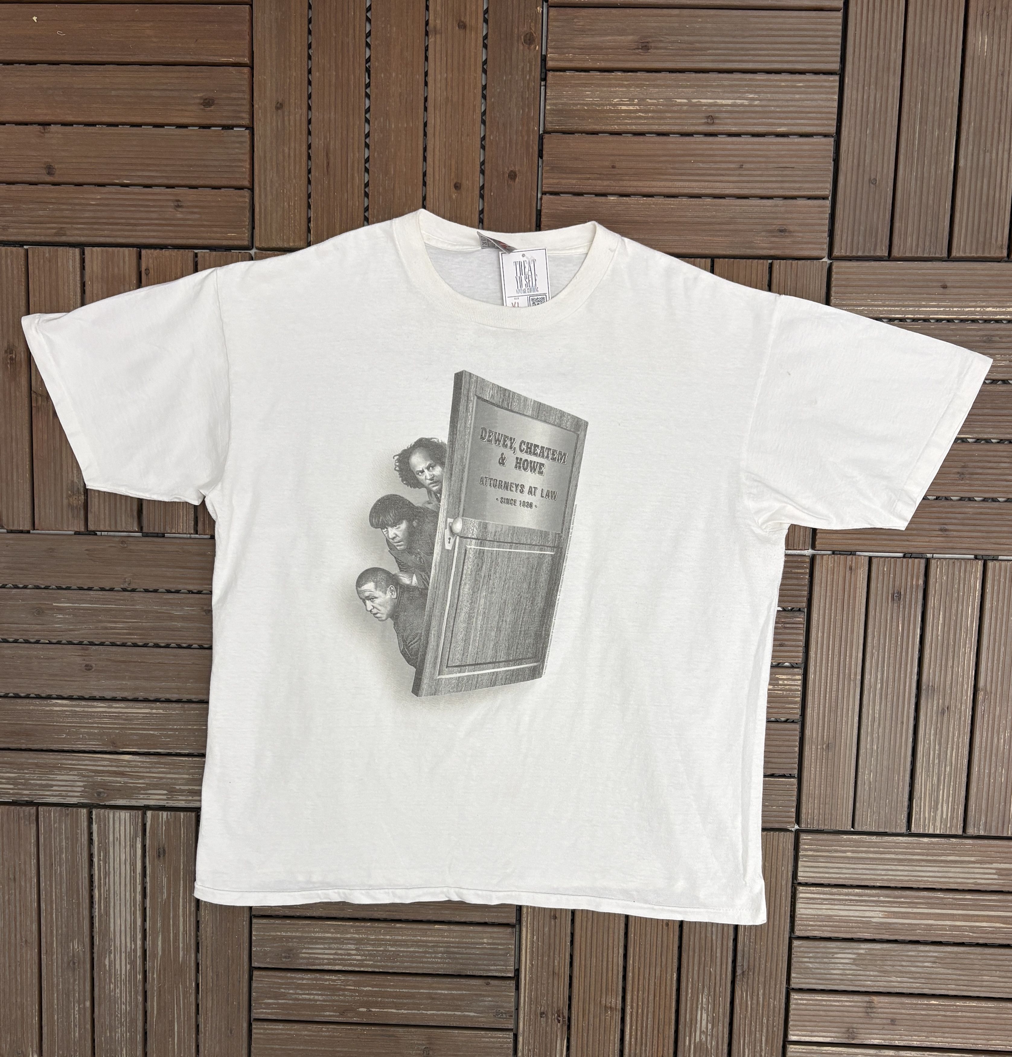 Vintage The Three Stooges Attorneys At Law Vintage White Tee Size US XL / EU 56 / 4 - 1 Thumbnail