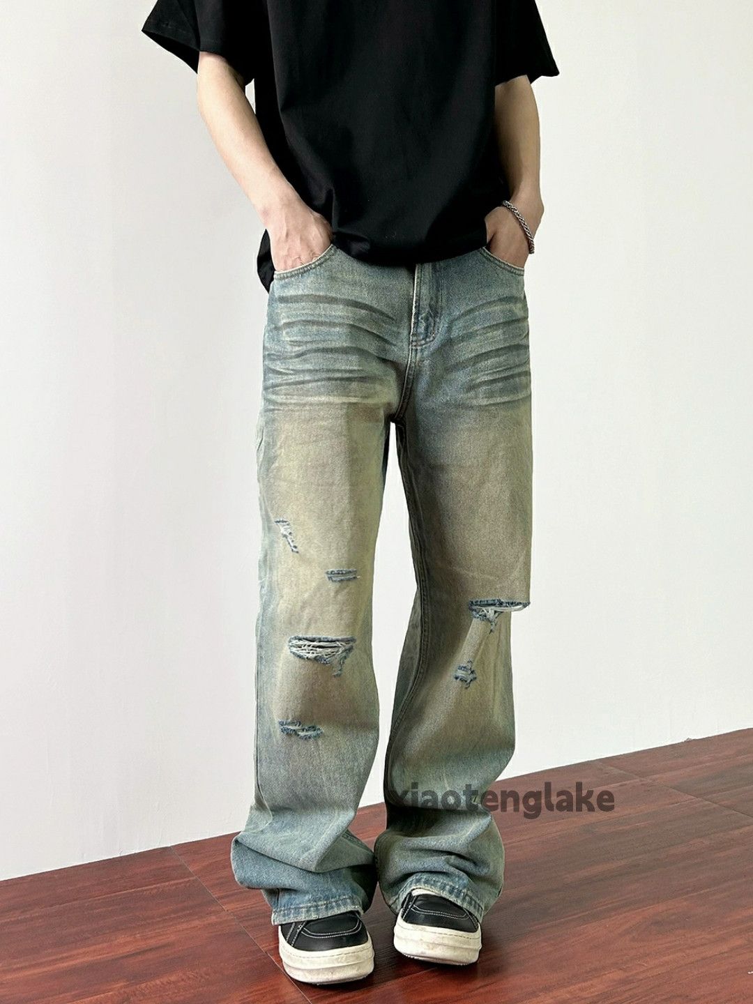 Jean × Vintage washed faded skate hiphop damaged rusty grunge jeans Size US 30 / EU 46 - 4 Thumbnail