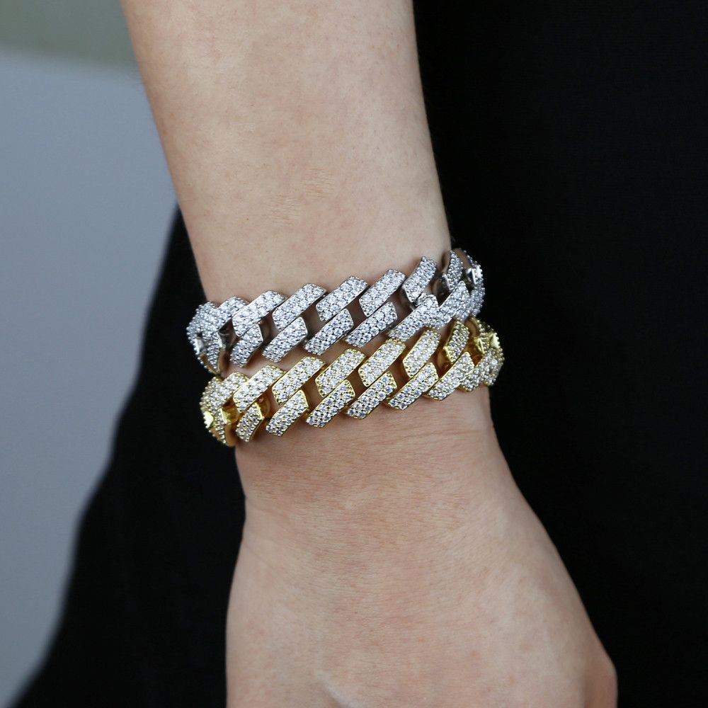 Jewelry 15mm Cubic Zircon Cuban Link Bracelet Size ONE SIZE - 4 Thumbnail