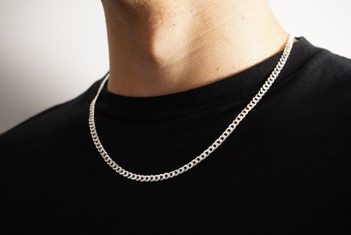 Jewelry Silver Chain Solid Sterling Silver Cuban Link Chain 4mm 20in Size ONE SIZE - 3 Thumbnail