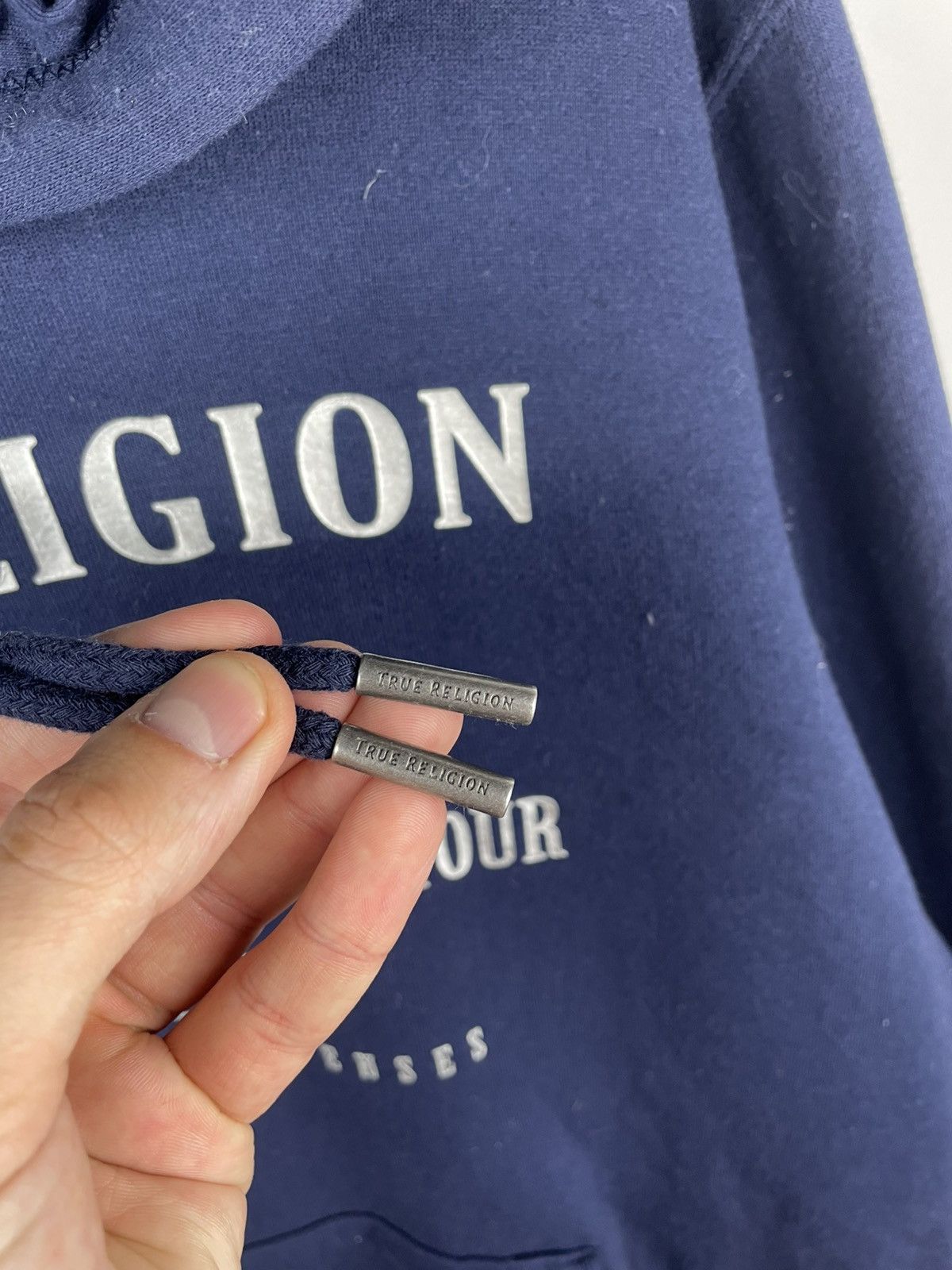 True Religion × Vintage True Religion Rare Streetwear Hoodie Big Logo Blue Size L Size US L / EU 52-54 / 3 - 4 Thumbnail