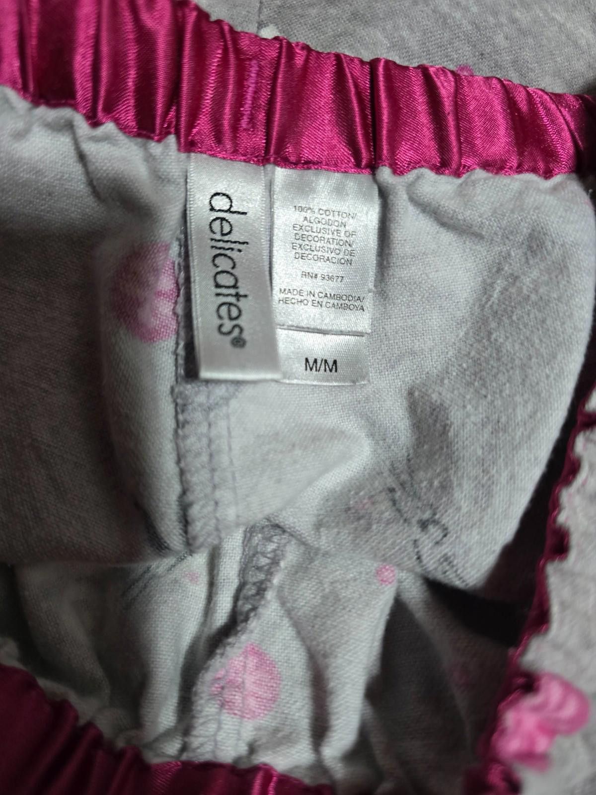 Uniforms For The Dedicated Delicates Pajama Bottoms Gray & Pink Cats Single Back Pocket Size ONE SIZE - 3 Thumbnail
