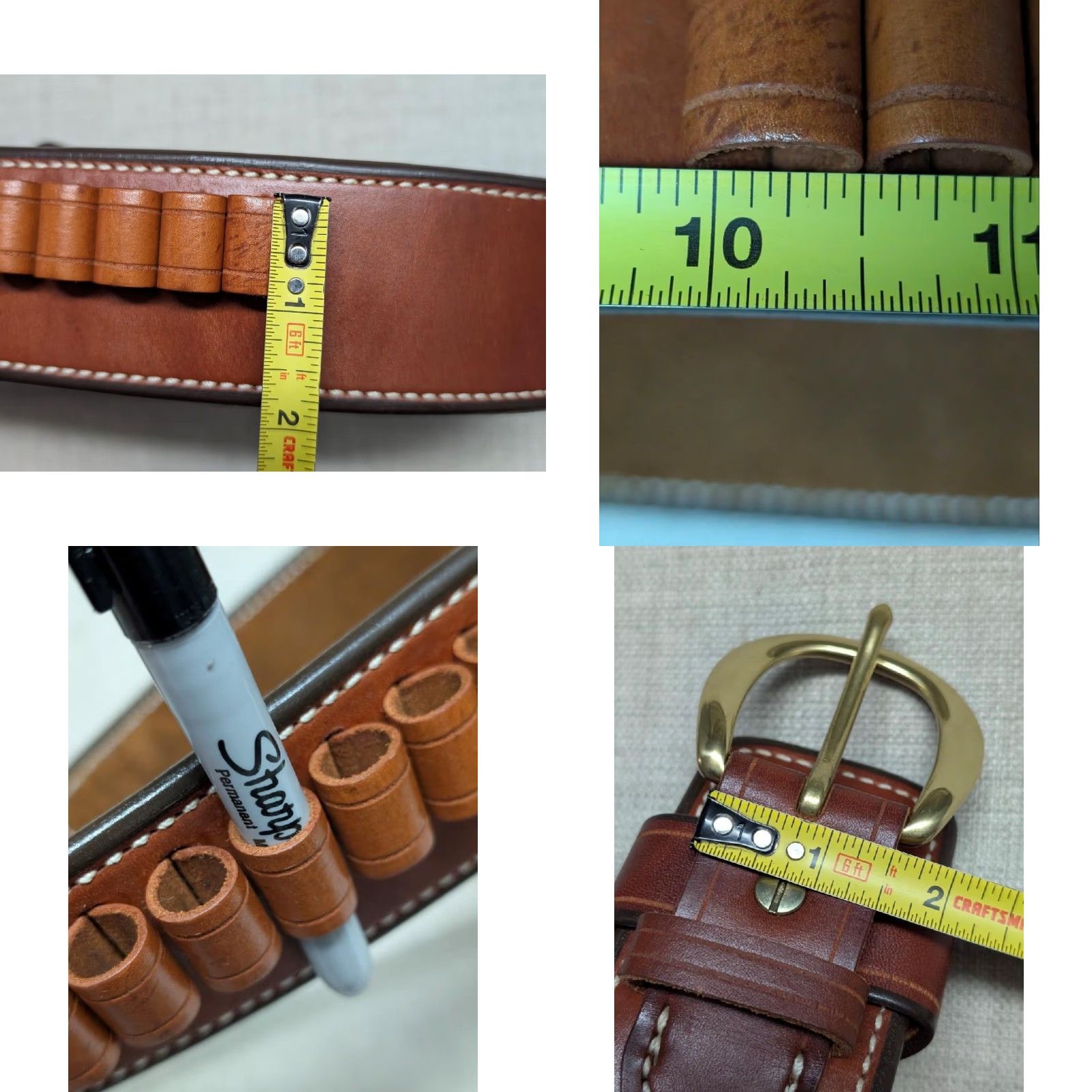 Vintage VINTAGE Andrews belt Western Belt Men 38/40 Brown Leather Cowboy Holster Cartridge Ammo Ranger 2.5" width Men Size 38 - 8 Thumbnail