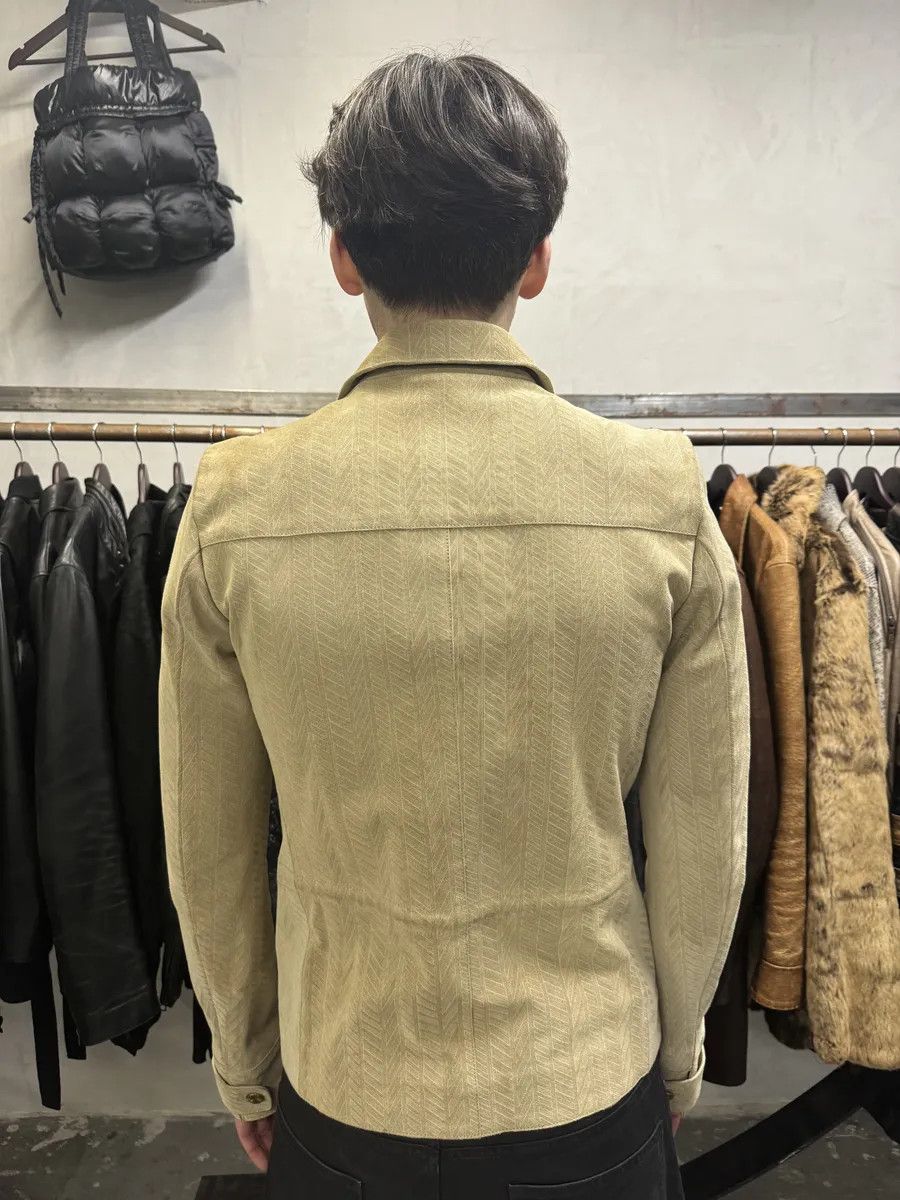 Roberto Cavalli Roberto Cavalli Beige Lines Suede Leather Jacket Size US M / EU 48-50 / 2 - 5 Thumbnail