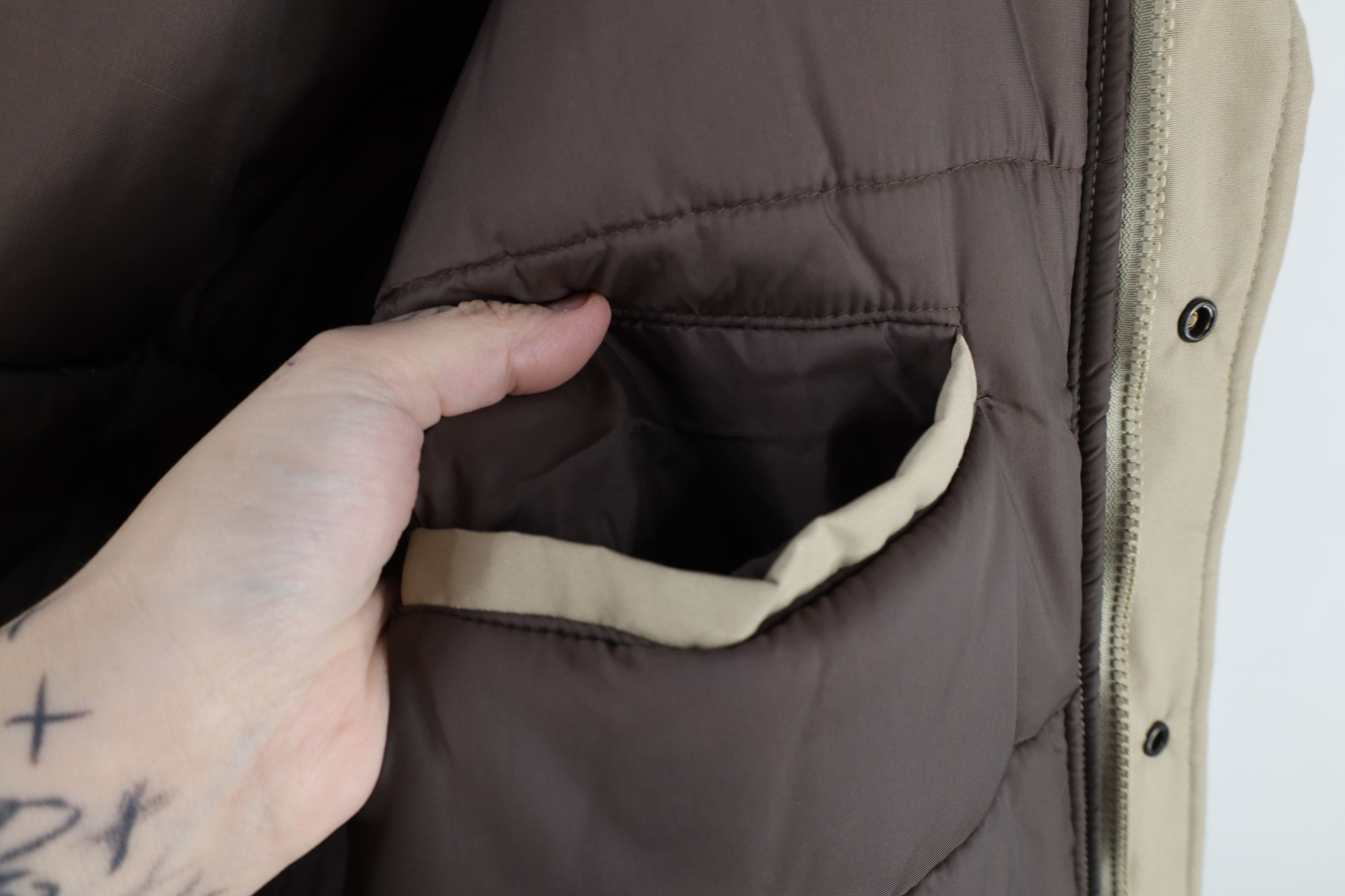Vintage Vintage 90s Streetwear Hooded Puffer Parka Jacket Tan Size US M / EU 48-50 / 2 - 13 Thumbnail