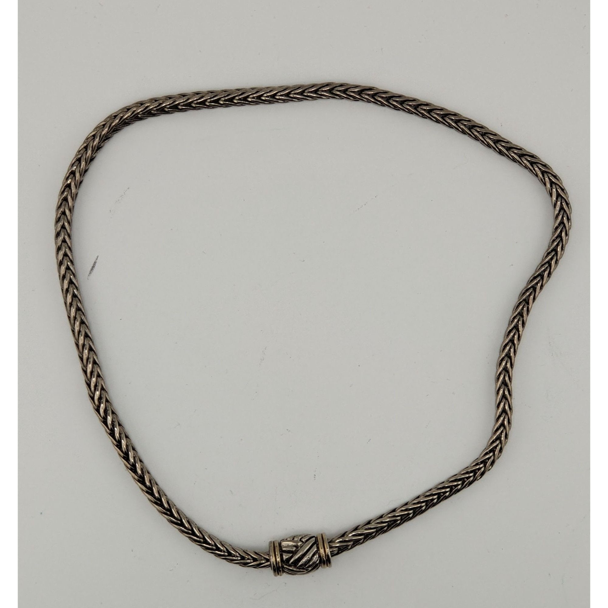 Other Vintage Silver Tone Woven Necklace With Magnetic Front Clasp Size ONE SIZE - 5 Thumbnail