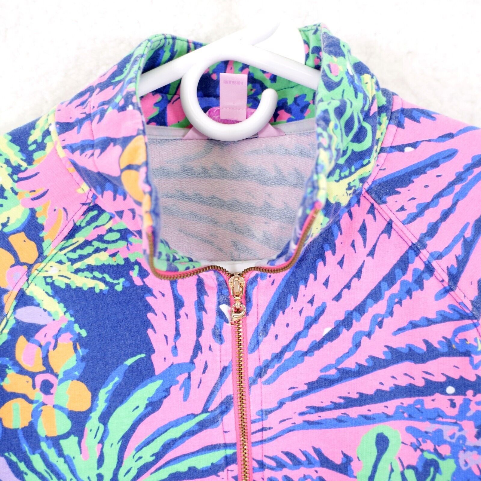 Lilly Pulitzer Lilly Pulitzer XS Pink Blue 1/4 Zip Jacket Cotton Spandex Lo Size XS / US 0-2 / IT 36-38 - 2 Thumbnail