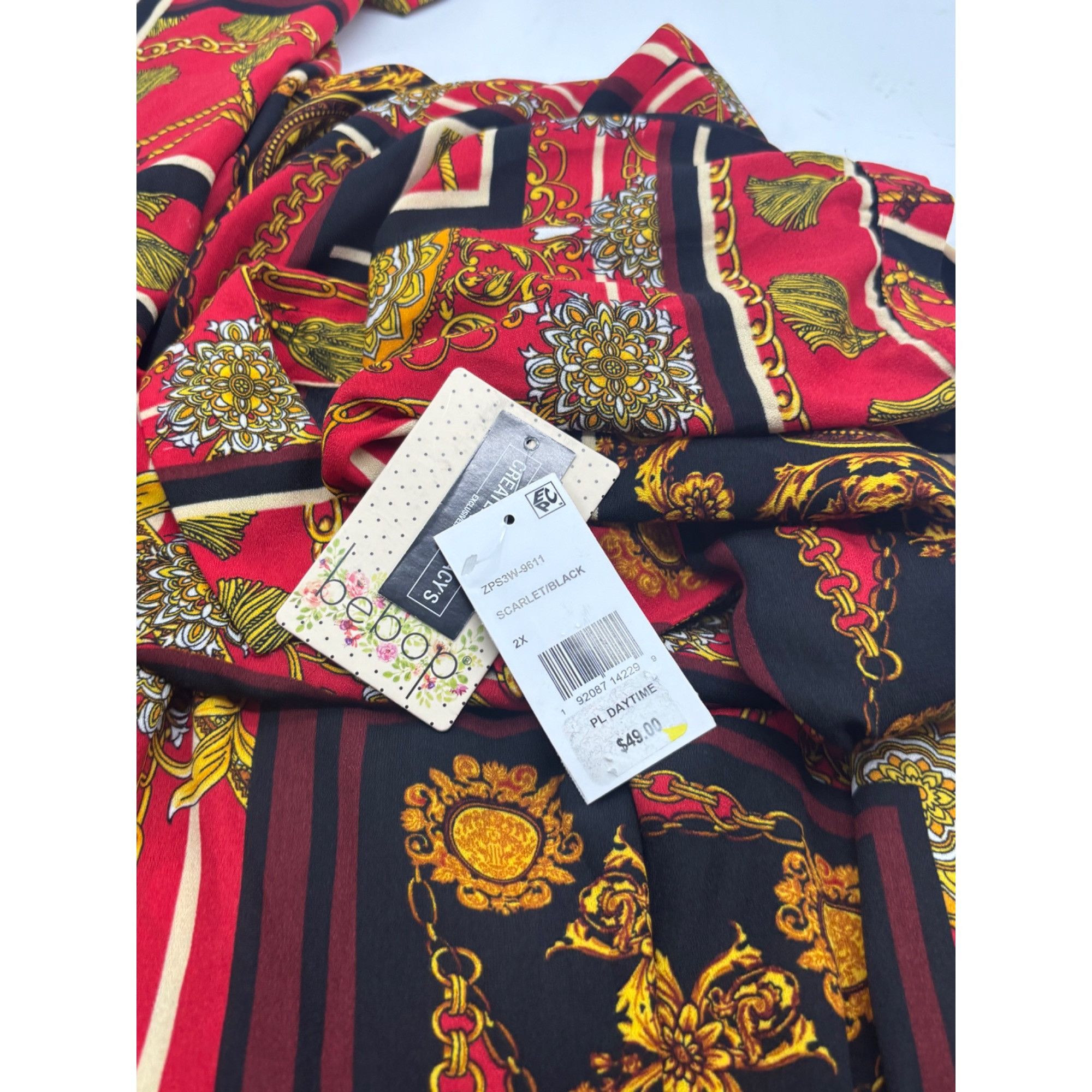 Other BeBop Trendy Plus Size Chain-Print Shirtdress, Scarlet/Blac Size ONE SIZE - 8 Thumbnail