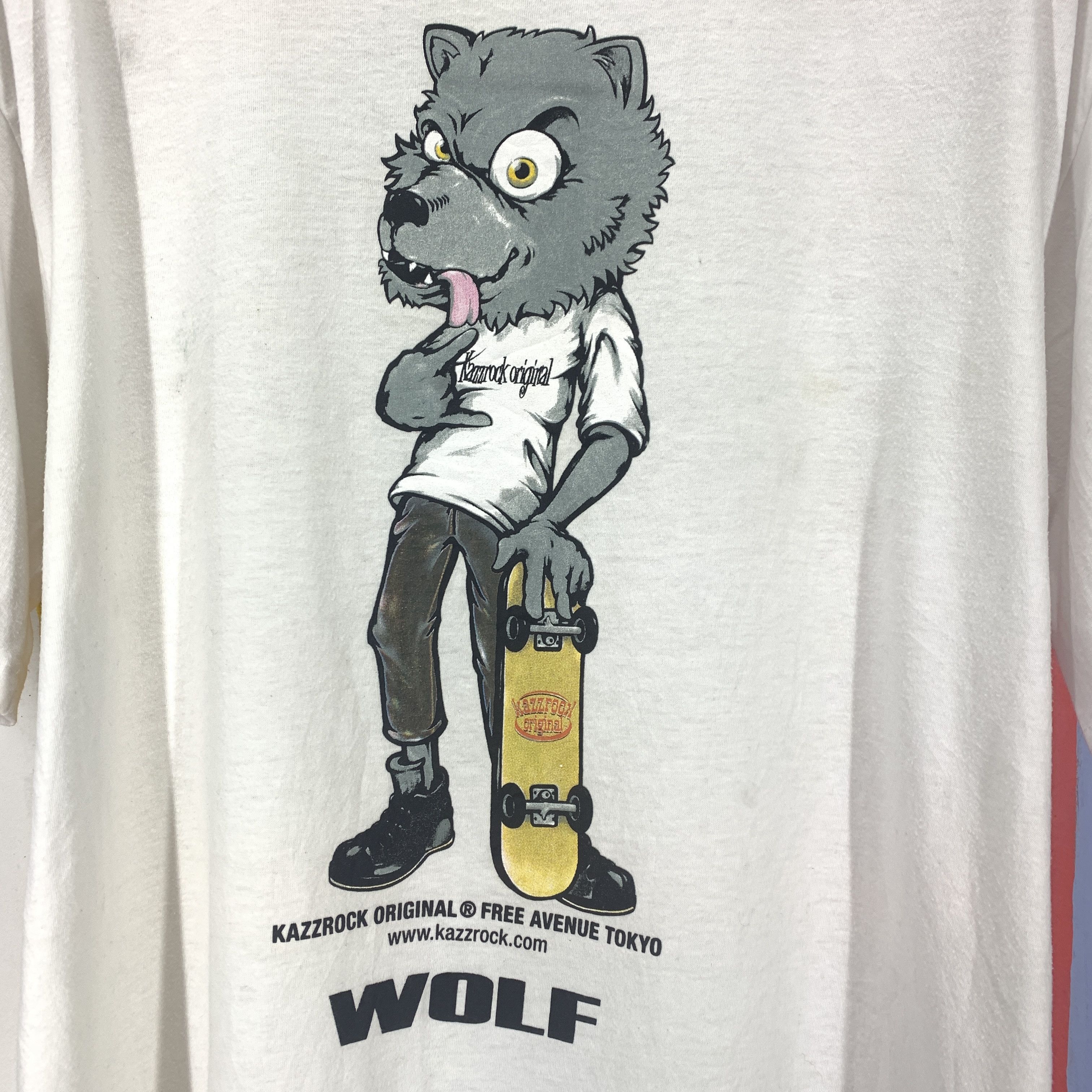 Japanese Brand KAZZROCK ORIGINAL Wolf Skater Crew Neck T Shirt #1810/07 Size US XL / EU 56 / 4 - 2 Thumbnail