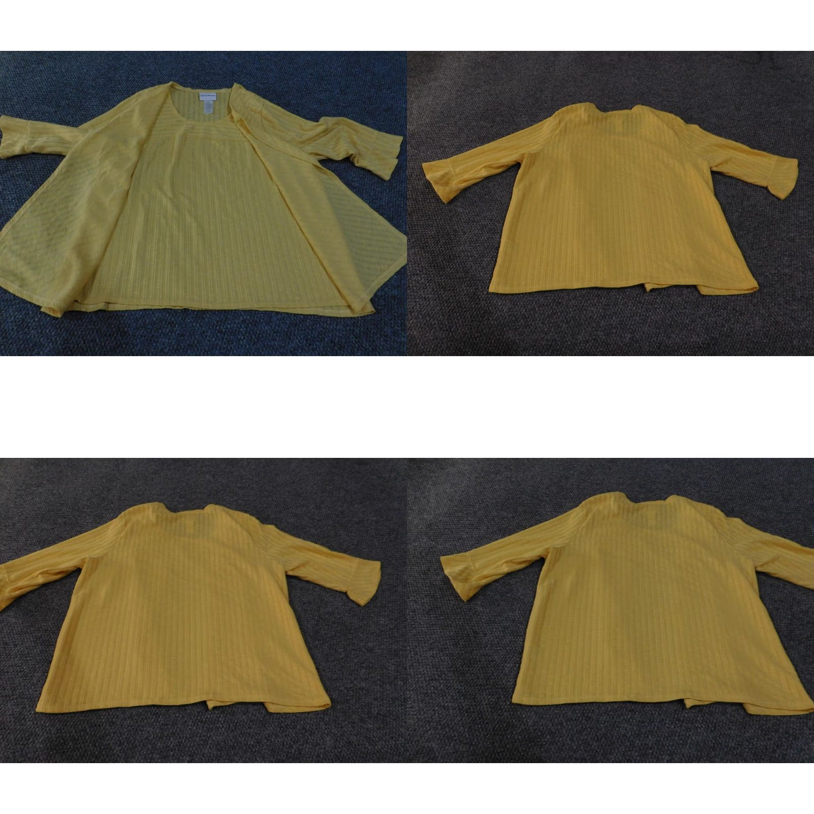 Vintage Alfred Dunner Cardigan Womens XL Yellow Sheer Open Front 3/4 Sleeve Layering Top Size XL / US 12-14 / IT 48-50 - 8 Thumbnail