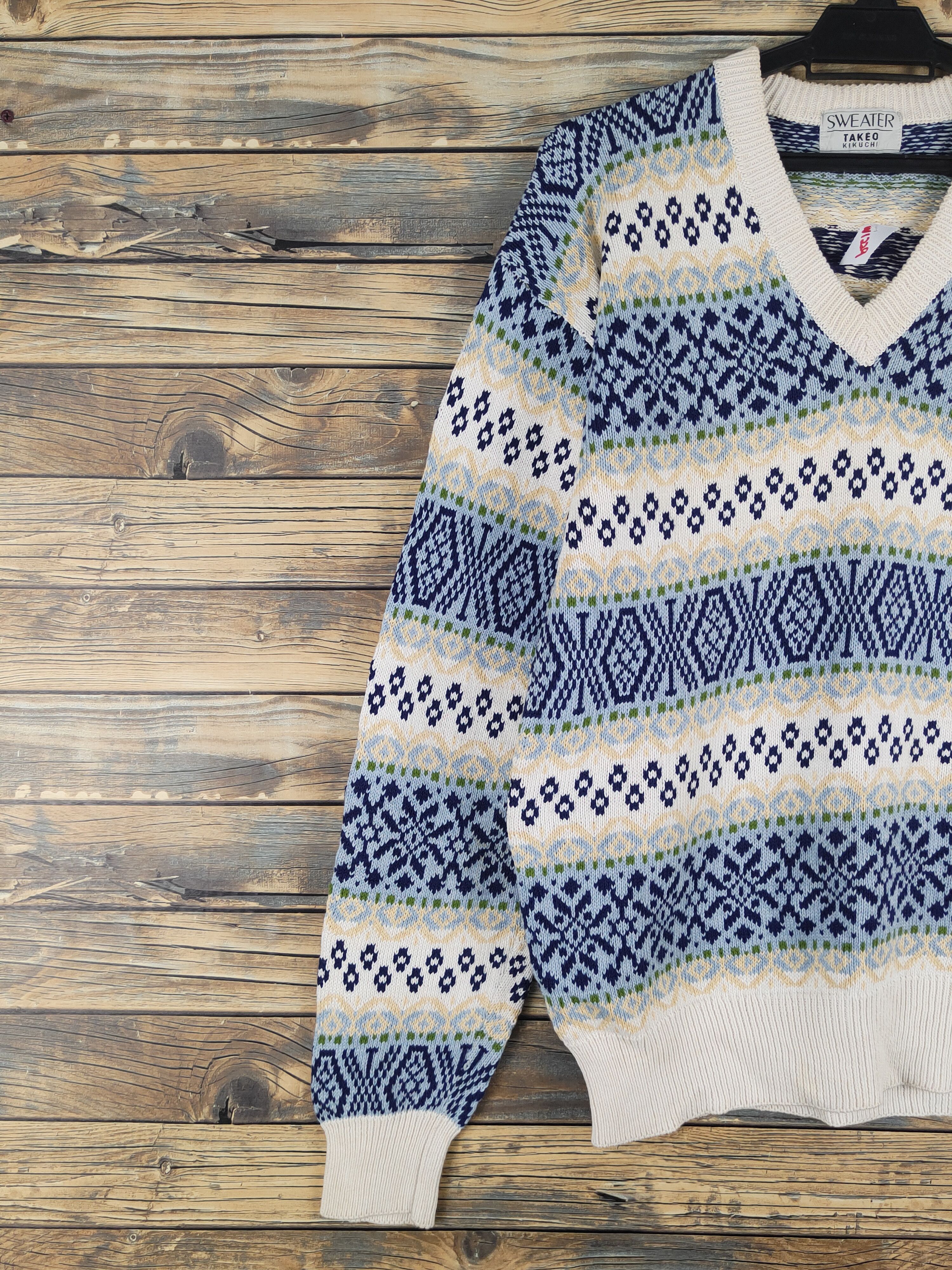 Takeo Kikuchi Takeo Kikuchi Cream Blue Knitwear Sweaters #W1229 Size US M / EU 48-50 / 2 - 3 Thumbnail