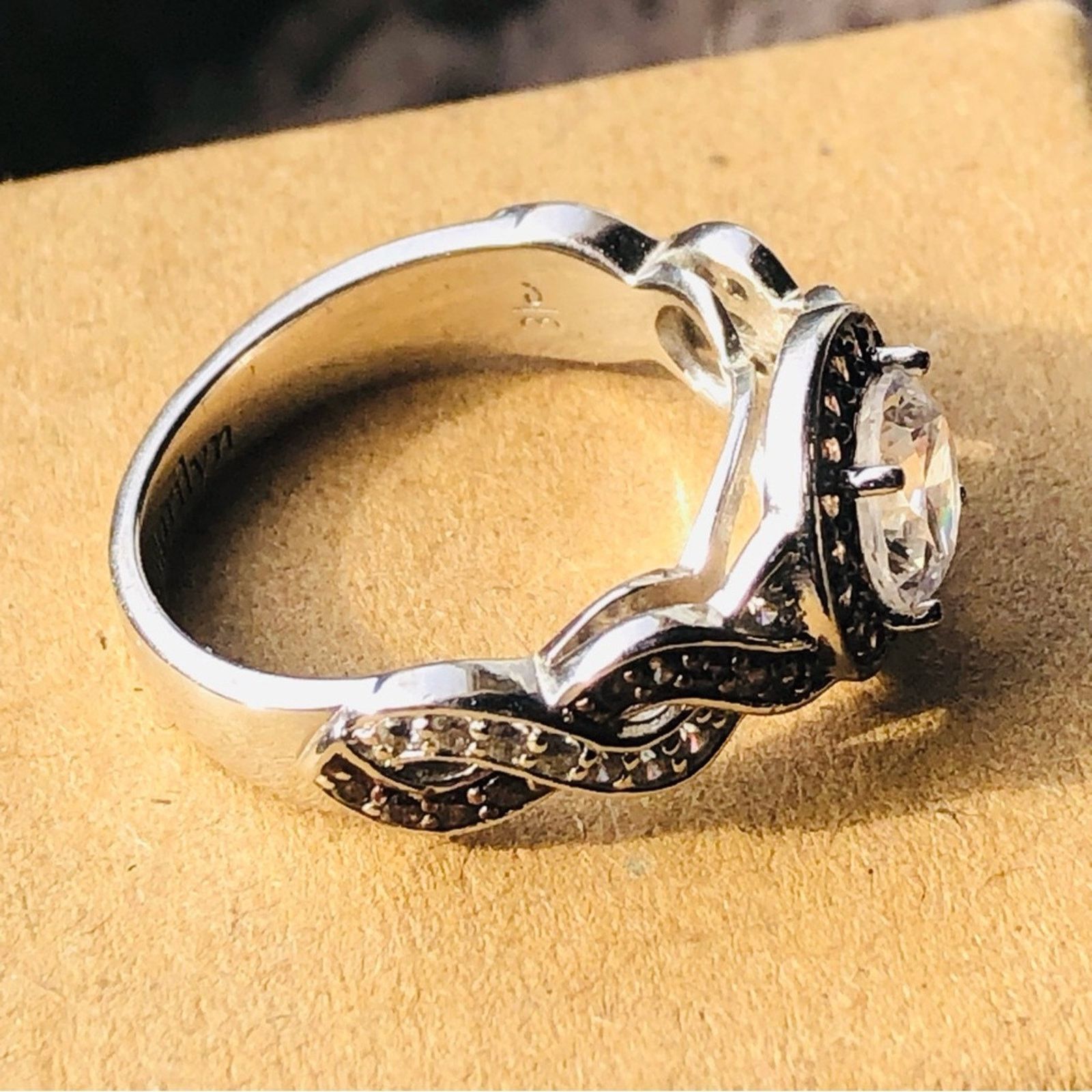 Other Garnet and clear halo CZ 925 sterling silver ring 5.5 Size ONE SIZE - 2 Thumbnail