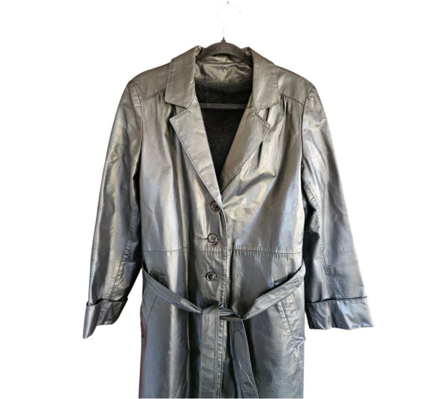Sears Vintage 70s Sears Leather Trench Coat Size XL / US 12-14 / IT 48-50 - 3 Thumbnail