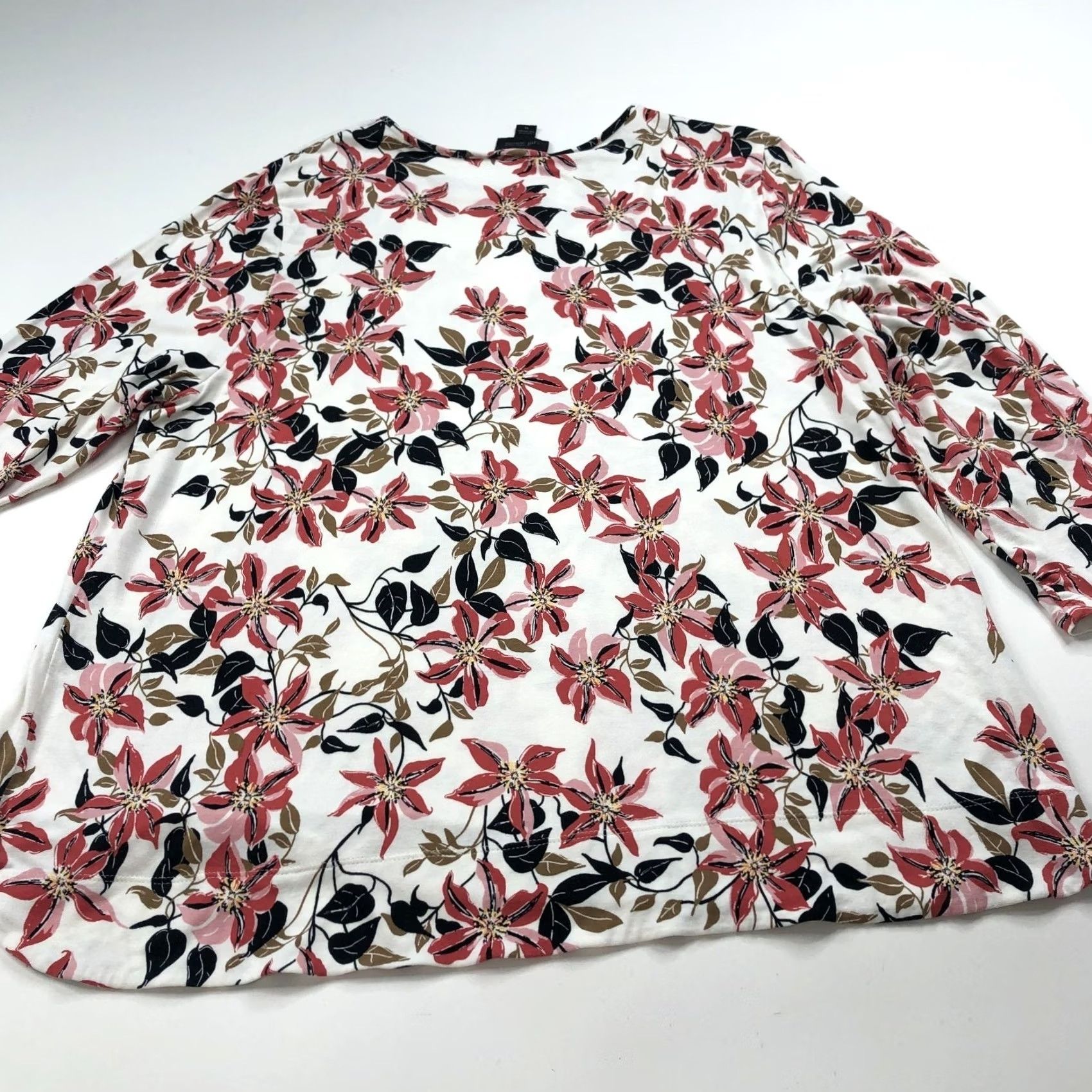 J. Jill J.Jill Wearever Collection XL Pullover Shirt All Over Print Floral White Womens Blouse Size XL / US 12-14 / IT 48-50 - 6 Thumbnail