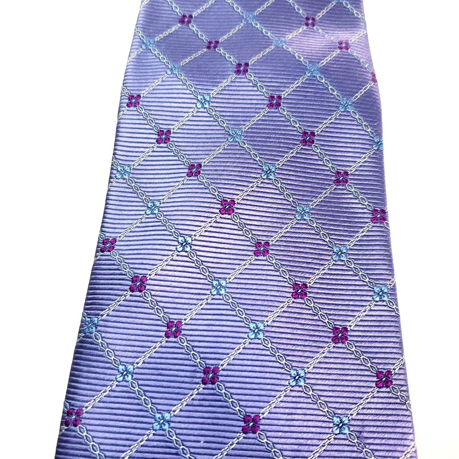 George George Silk Tie Purple Woven Wide Size ONE SIZE - 2 Thumbnail