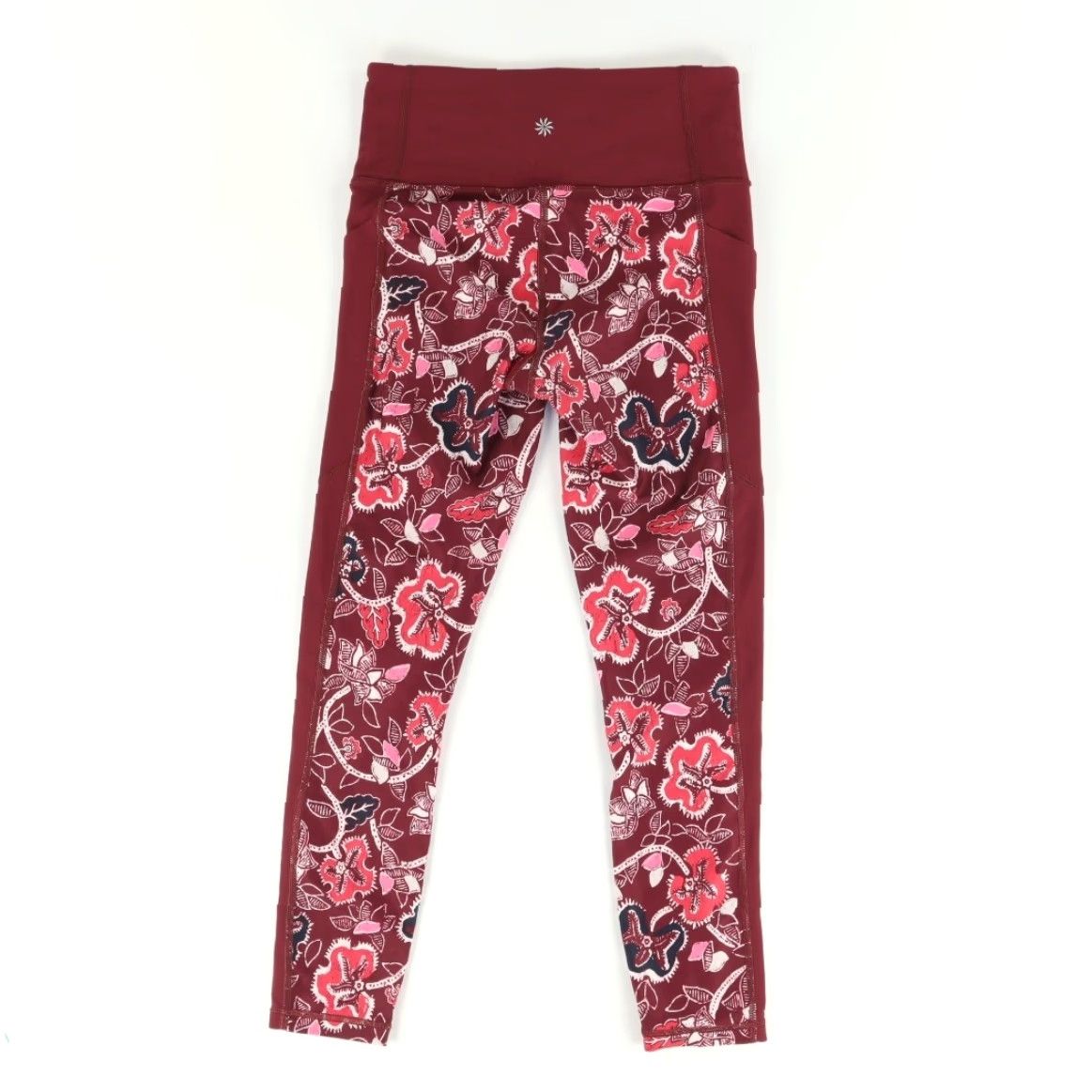 Athleta Athleta Leggings Womens S Maroon Floral 7/8 Nylon Woven Affirmation Regular Fit Training Activewear Pants Size 28" / US 6 / IT 42 - 4 Thumbnail