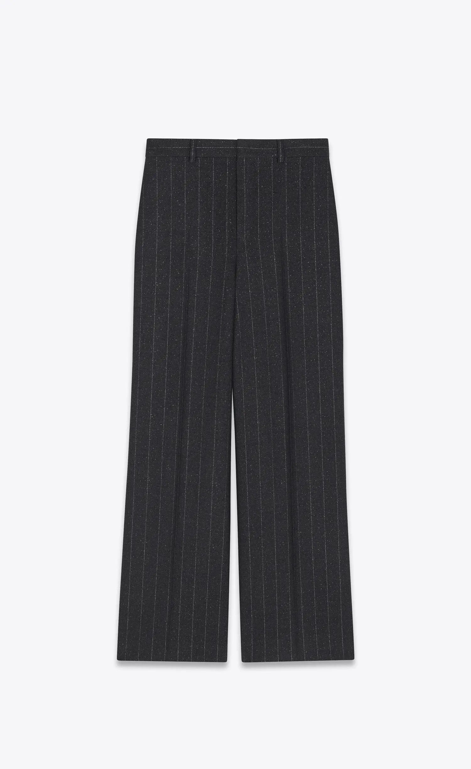 Saint Laurent Paris o1s1wg111224 Wide-Leg Pants in Pinstripe Wool in Black Size US 34 / EU 50 - 1 Thumbnail