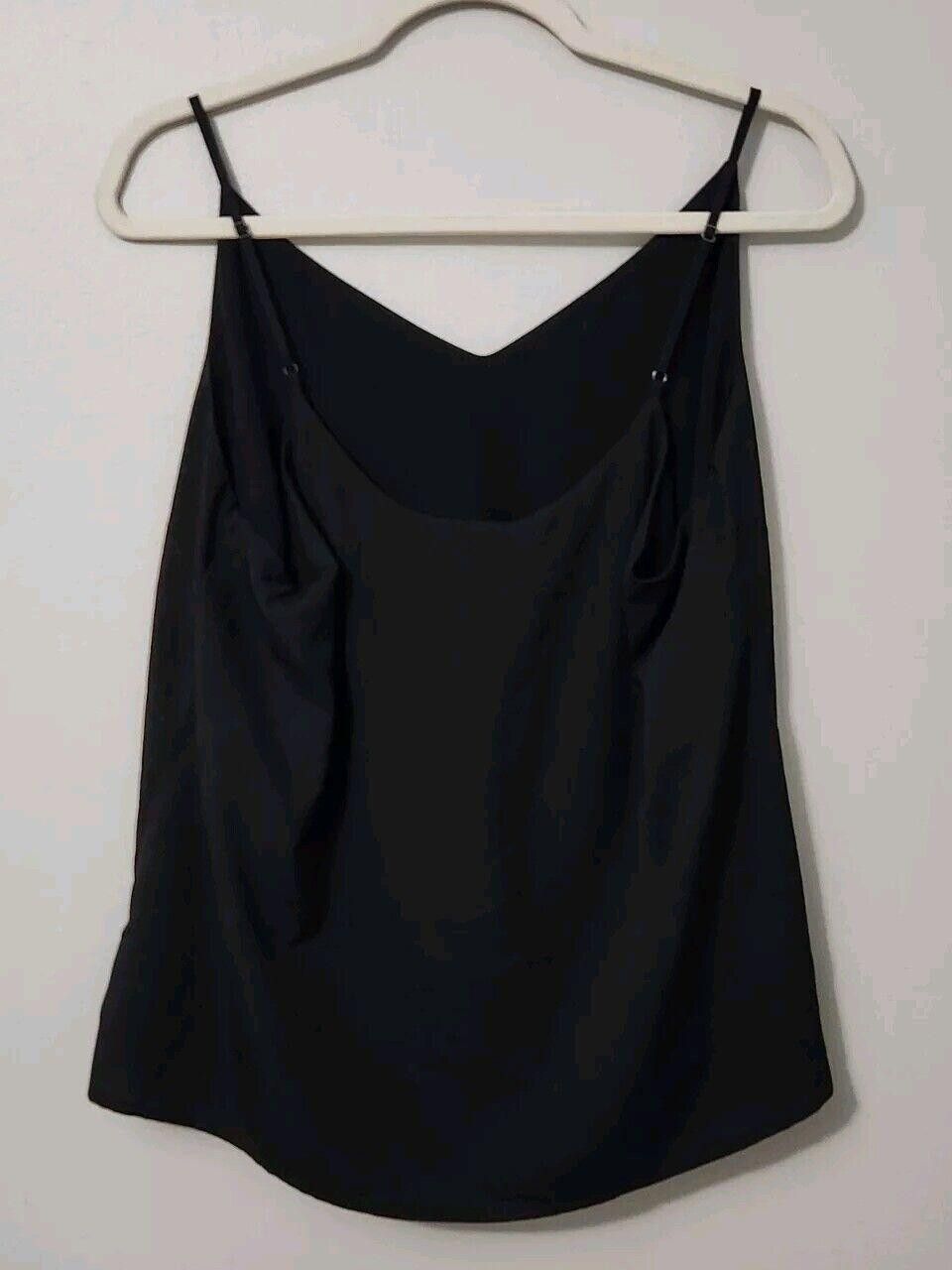 Designer A New Day Satin Tank Top Extra Large Black V Neck Lined Size XL / US 12-14 / IT 48-50 - 2 Thumbnail