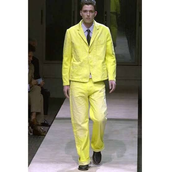 image of Yohji Yamamoto Ss02 Runway Yellow Wash Jeans, Men's (Size 32)