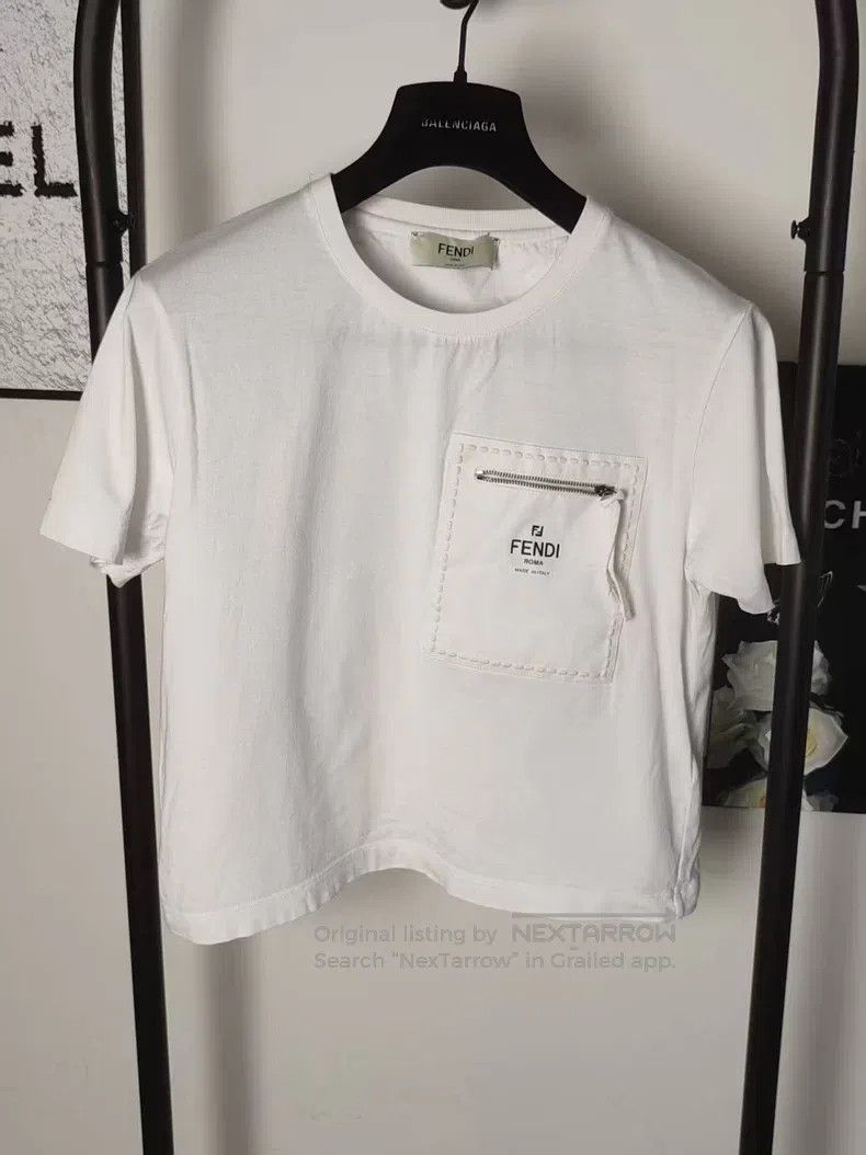 Fendi Fendi Pocket Slogan Short Sleeve Shirt Size S / US 4 / IT 40 - 1 Thumbnail