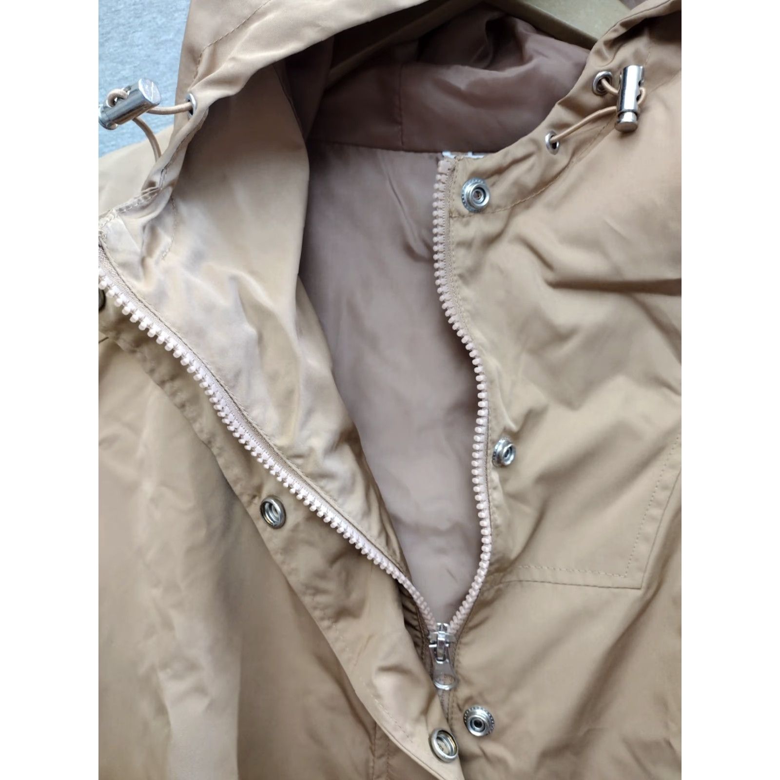 Vintage Time and Tru Jacket Womens XL Beige Hooded Light Waterproof Raincoat Size XL / US 12-14 / IT 48-50 - 6 Thumbnail