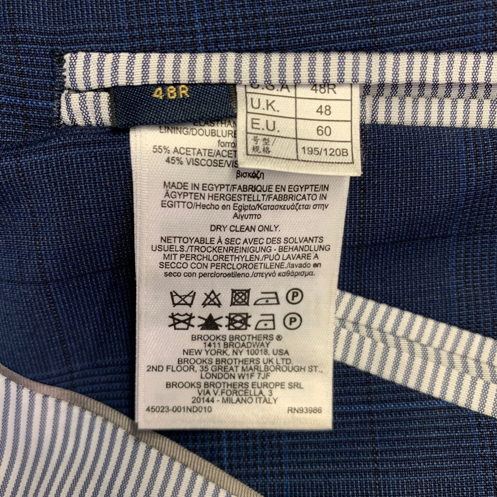 Brooks Brothers Size 48 Navy Blue Plaid Wool Blend Regent Fit Sport Coat Size 48R - 7 Thumbnail