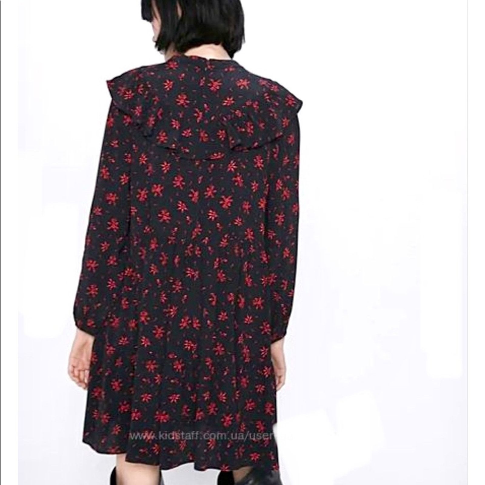 Zara Zara black ruffle mini dress with red floral print sz Small Size S / US 4 / IT 40 - 10 Thumbnail