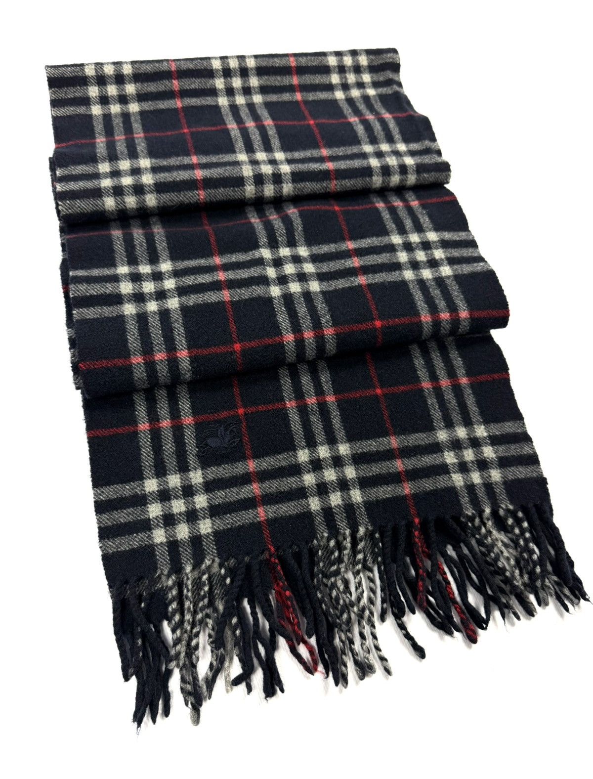 Burberry Burberry London Navy Wool Scarf Check Muffler Vintage Luxury Size ONE SIZE - 4 Thumbnail