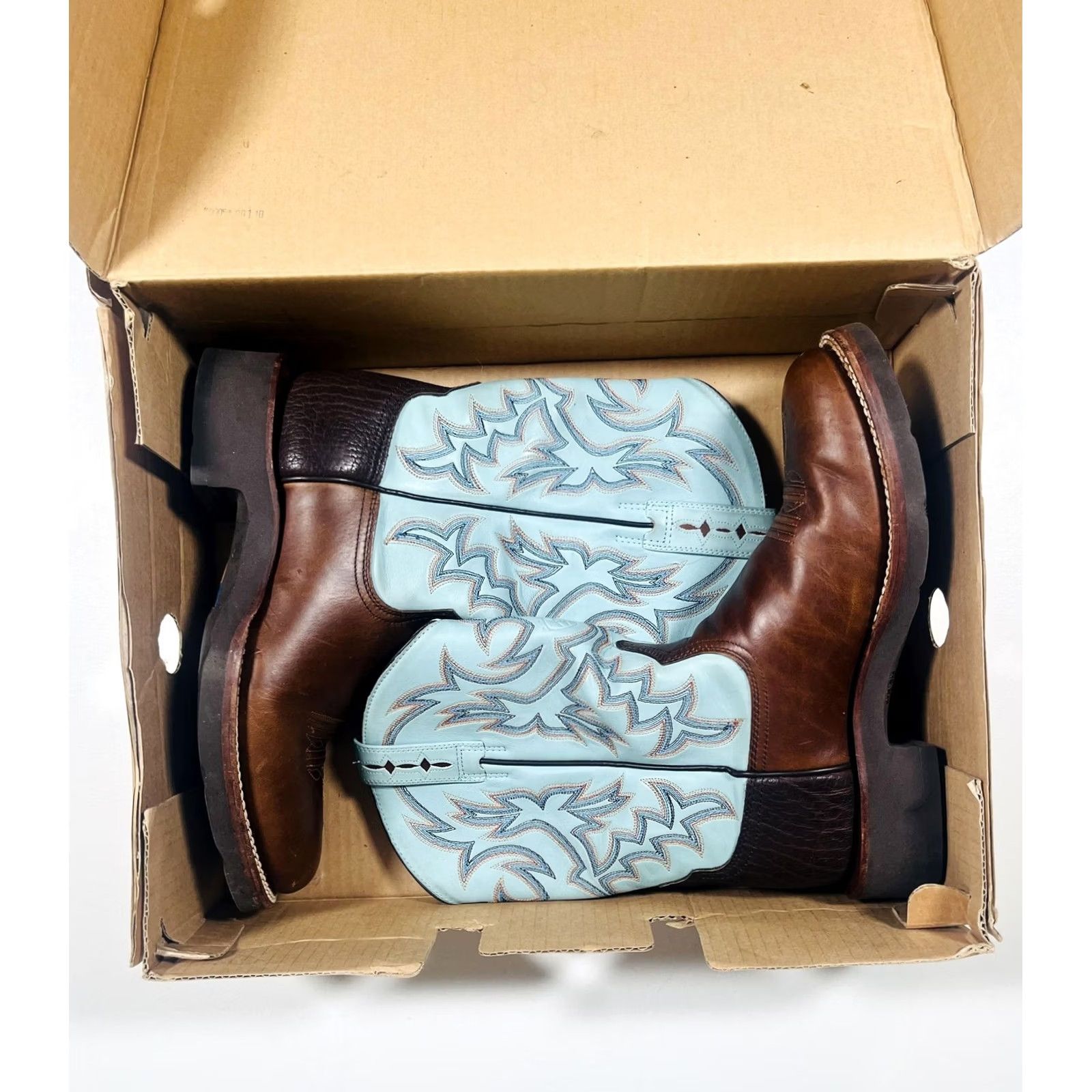 Ariat Ariat Cobalt Crepe Boots Mens Size 9D Western Leather Walnut Sky Blue 38823 Size US 9 / EU 42 - 3 Thumbnail