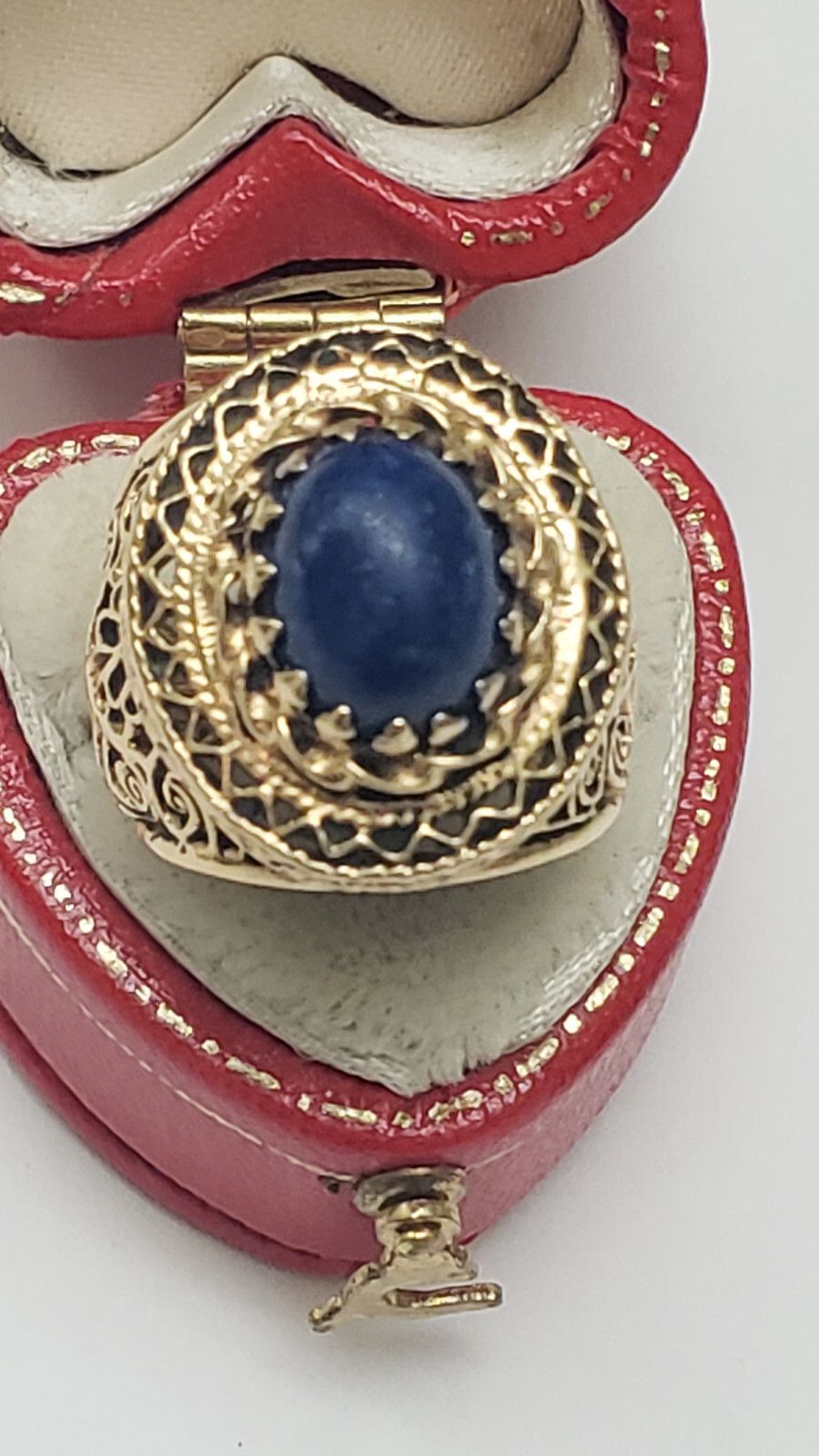 Other Antique14K Yellow Gold Filigree Ring: Huge Lapis Lazuli Ring Size ONE SIZE - 1 Thumbnail