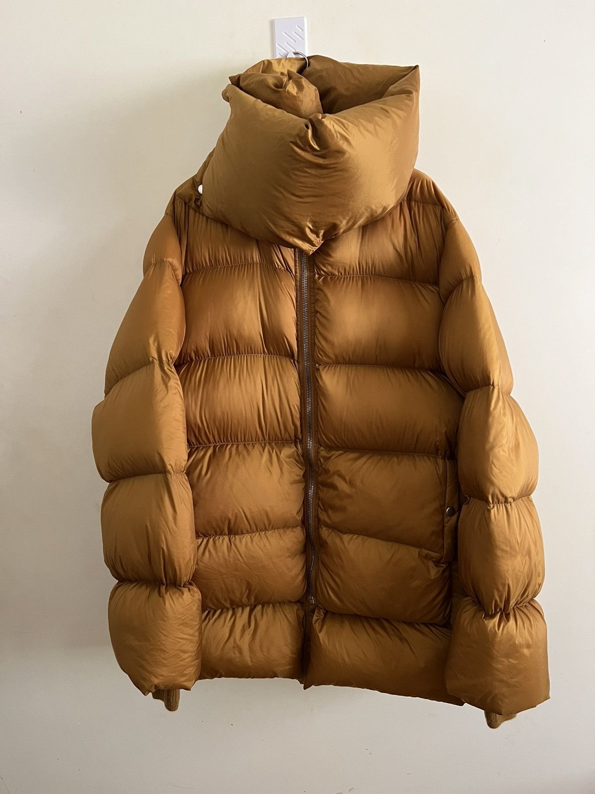 image of Rick Owens Fw17 Glitter Topaz Funnel Puffer in Gold, Men's (Size Medium)