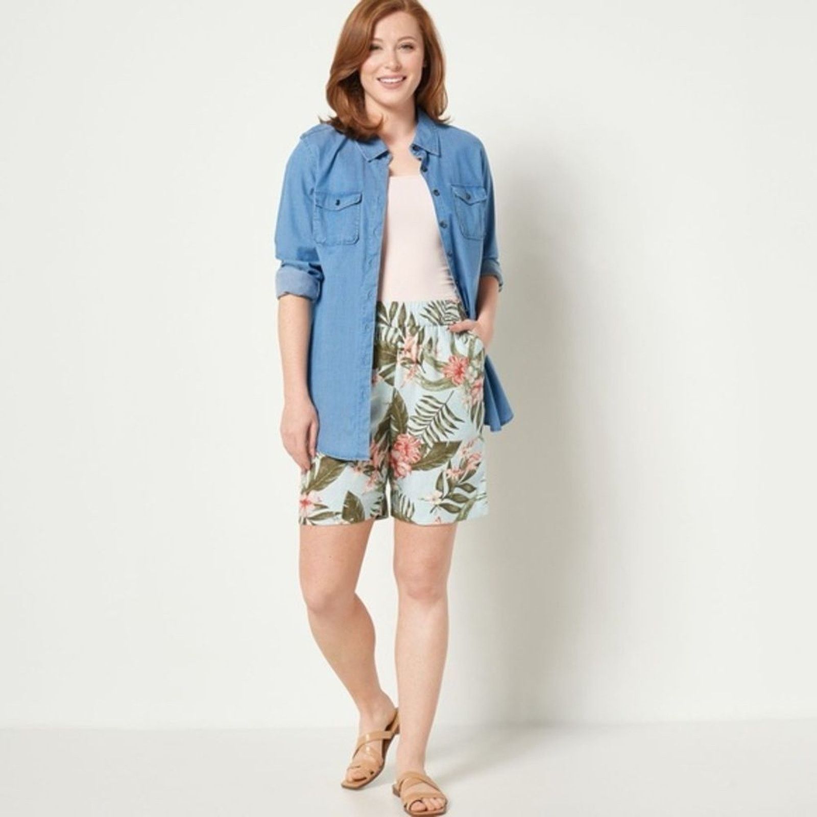 Denim & Co. Denim & Co Petite Linen Blend Shorts sz S NEW # G565 Size 31" - 1 Thumbnail