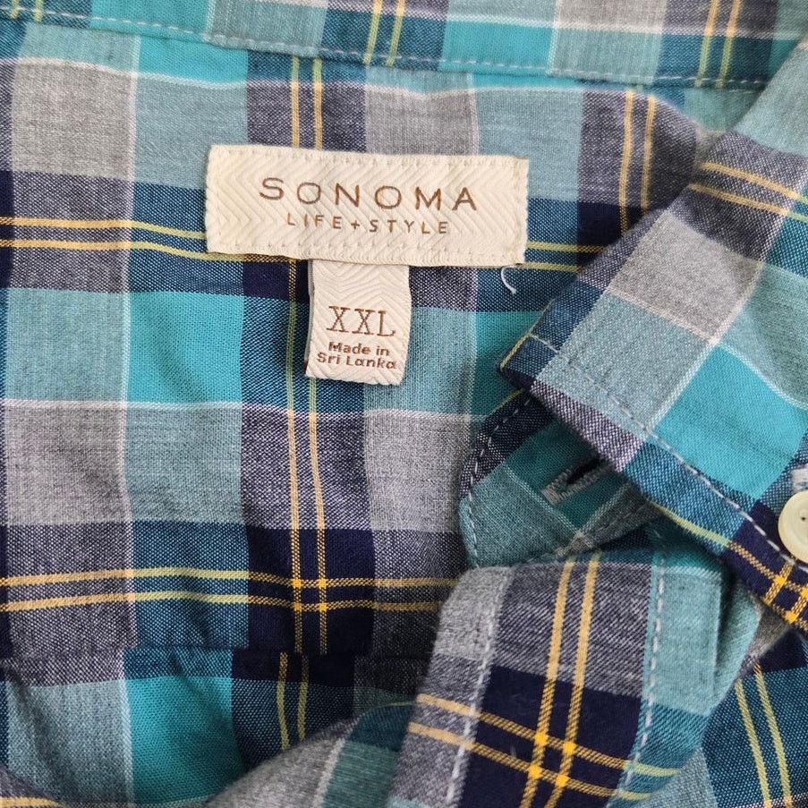 Sonoma Sonoma Mens 2XL Cotton Plaid Long Sleeve Button Up Shirt Size US XXL / EU 58 / 5 - 4 Thumbnail