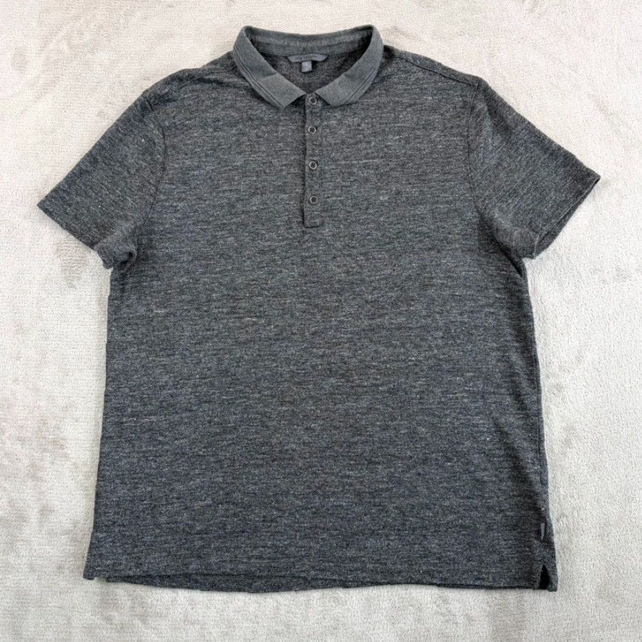 John Varvatos John Varvatos Polo Shirt Linen Steel Grey Men XL Short Sleeve Knit 1/4 Zip Designer Grunge Vintage: No Regular Shirts Mens Size US XL / EU 56 / 4 - 3 Thumbnail