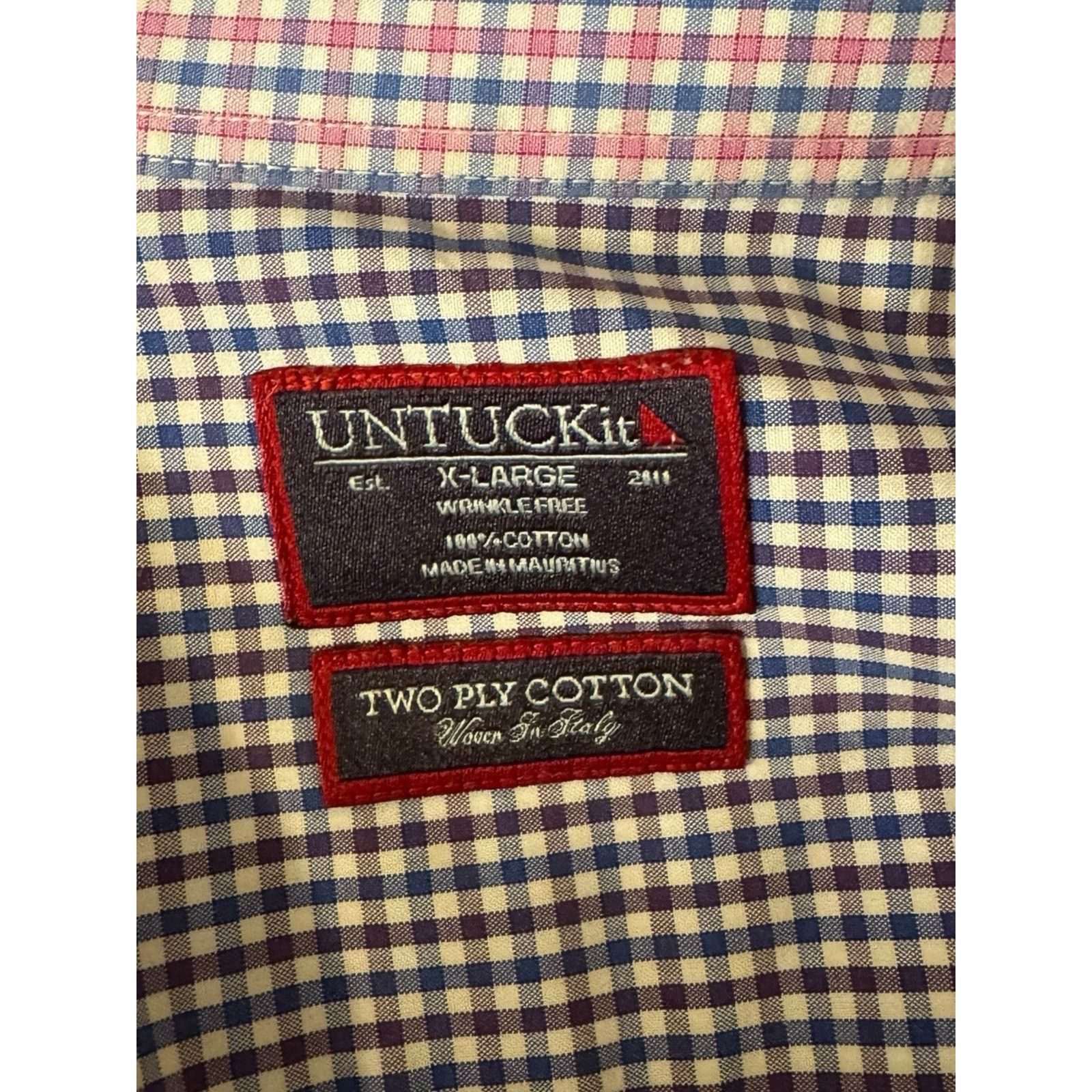 UNTUCKit Untuckit Pink Blue Plaid Shirt Classic Fit Wrinkle Resistant Size US XL / EU 56 / 4 - 7 Thumbnail