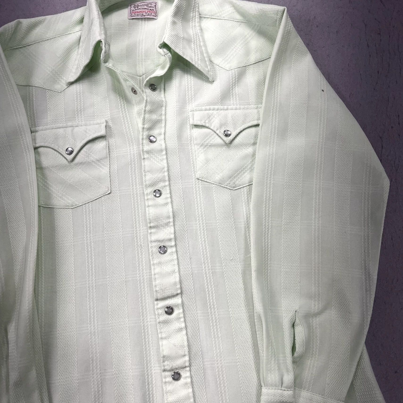 Vintage VINTAGE H Bar C Ranchwear Shirt Mens Large Green Western Snap Permanent Press 70s Size US L / EU 52-54 / 3 - 3 Thumbnail