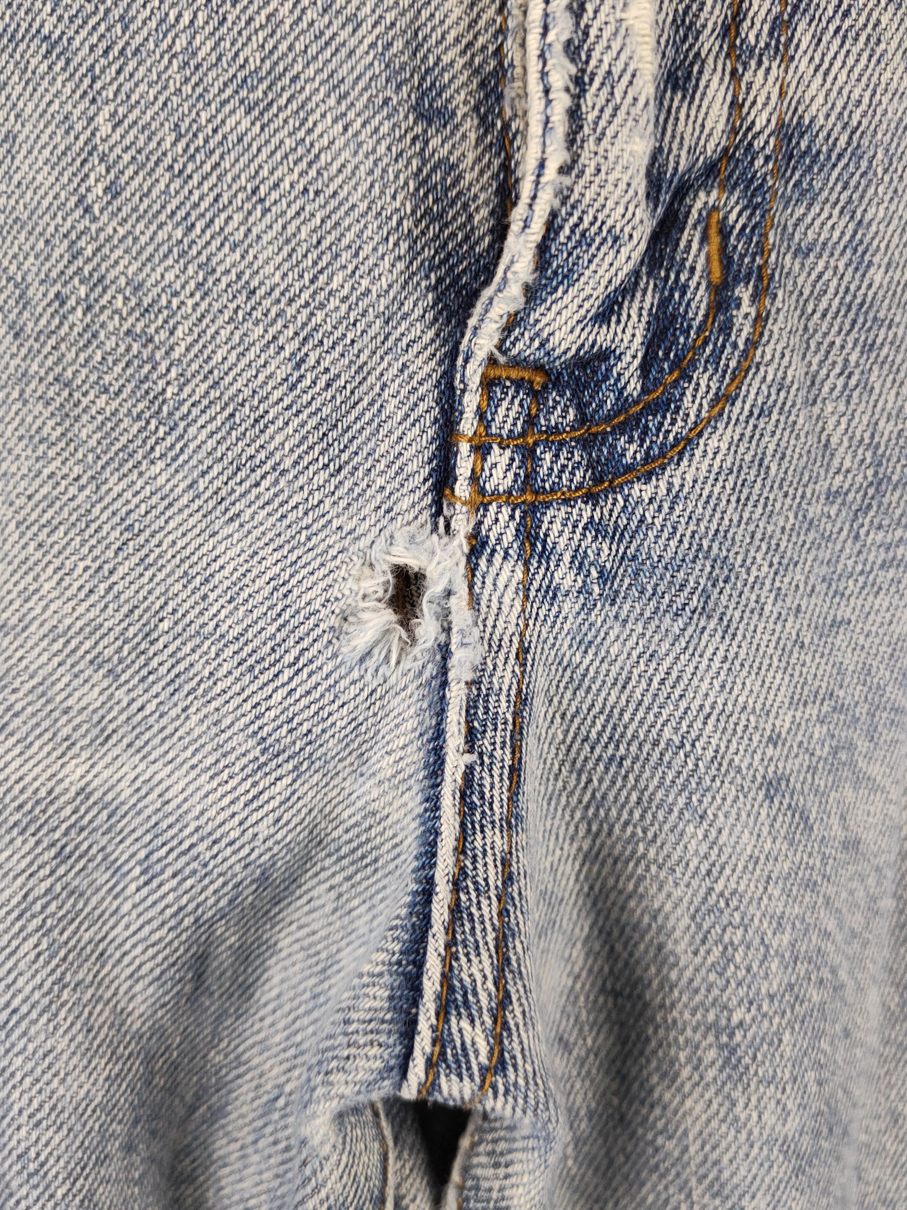 Japanese Brand Topvalu Blue Distressed Ripped Jeans #S2143 Size US 35 - 3 Thumbnail