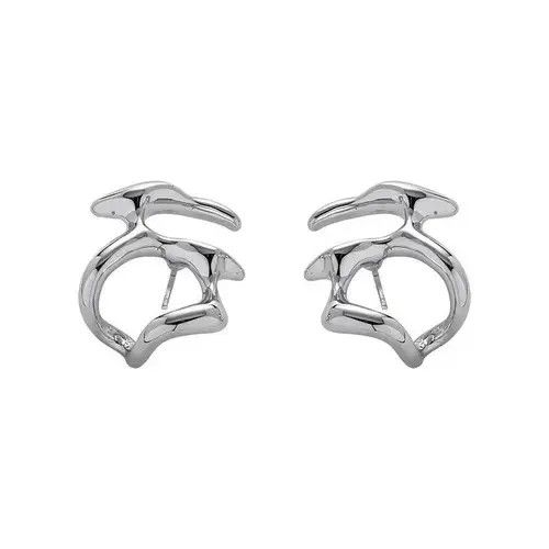 Designer Irregular Liquid Metal Hollow Earrings Size ONE SIZE - 4 Thumbnail