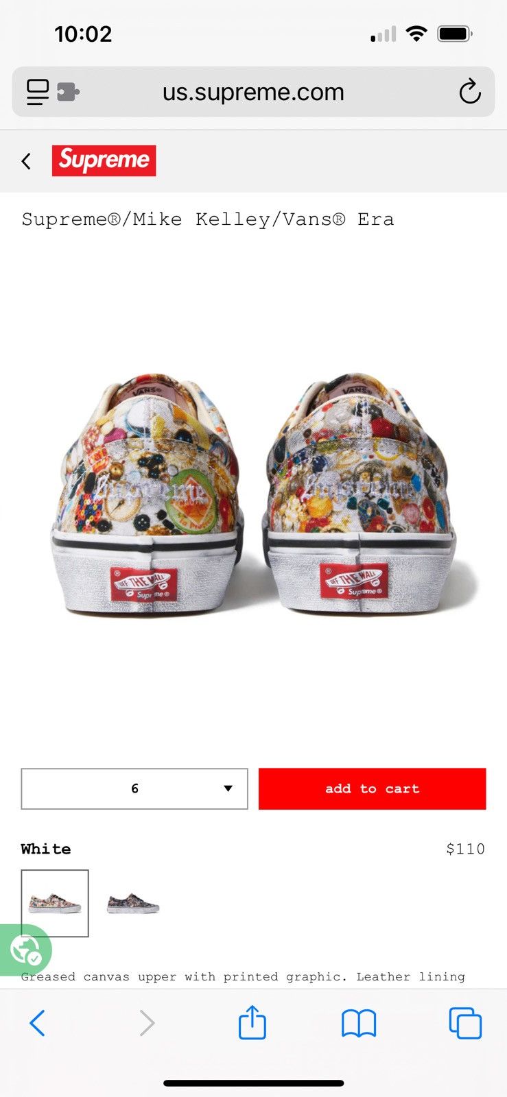 Supreme × Vans Supreme Mike Kelley Vans Era Size US 9.5 / EU 42-43 - 5 Thumbnail