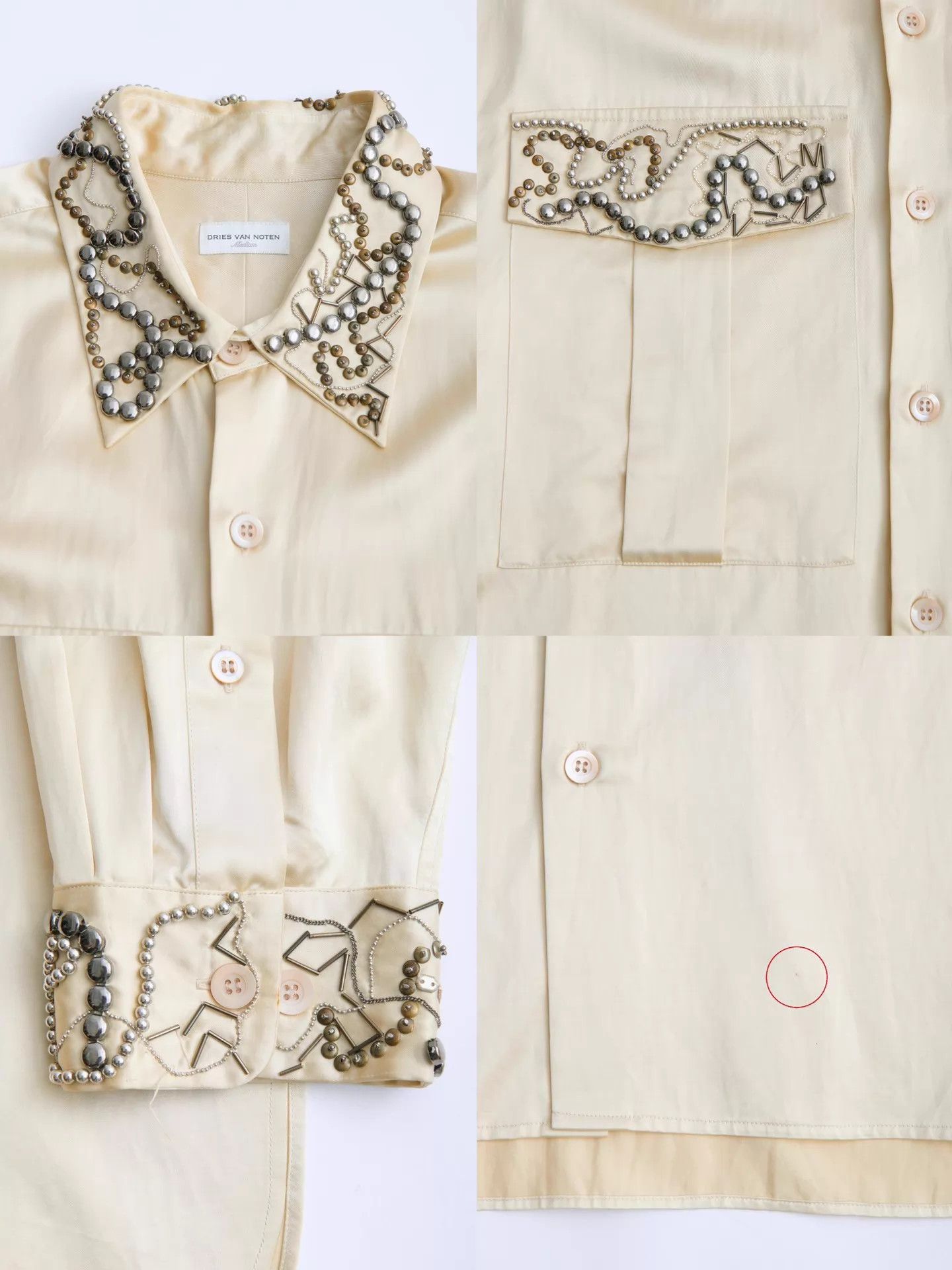 Dries Van Noten Dries Van Noten 23AW Men's Hand Beaded Cream Shirt M Size US M / EU 48-50 / 2 - 8 Thumbnail
