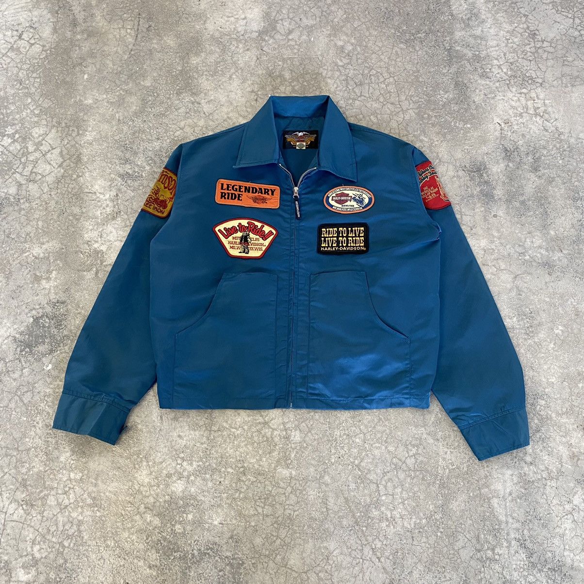 Harley Davidson Vintage Harley Davidson Patches Nylon Zipper Jacket Size US L / EU 52-54 / 3 - 2 Thumbnail