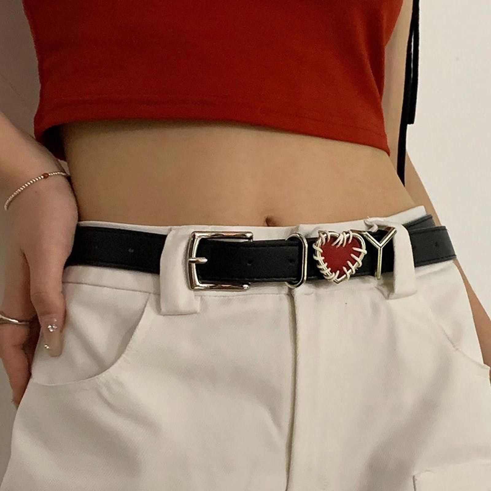 Vintage Heart Buckle Black Belt Size ONE SIZE - 5 Thumbnail