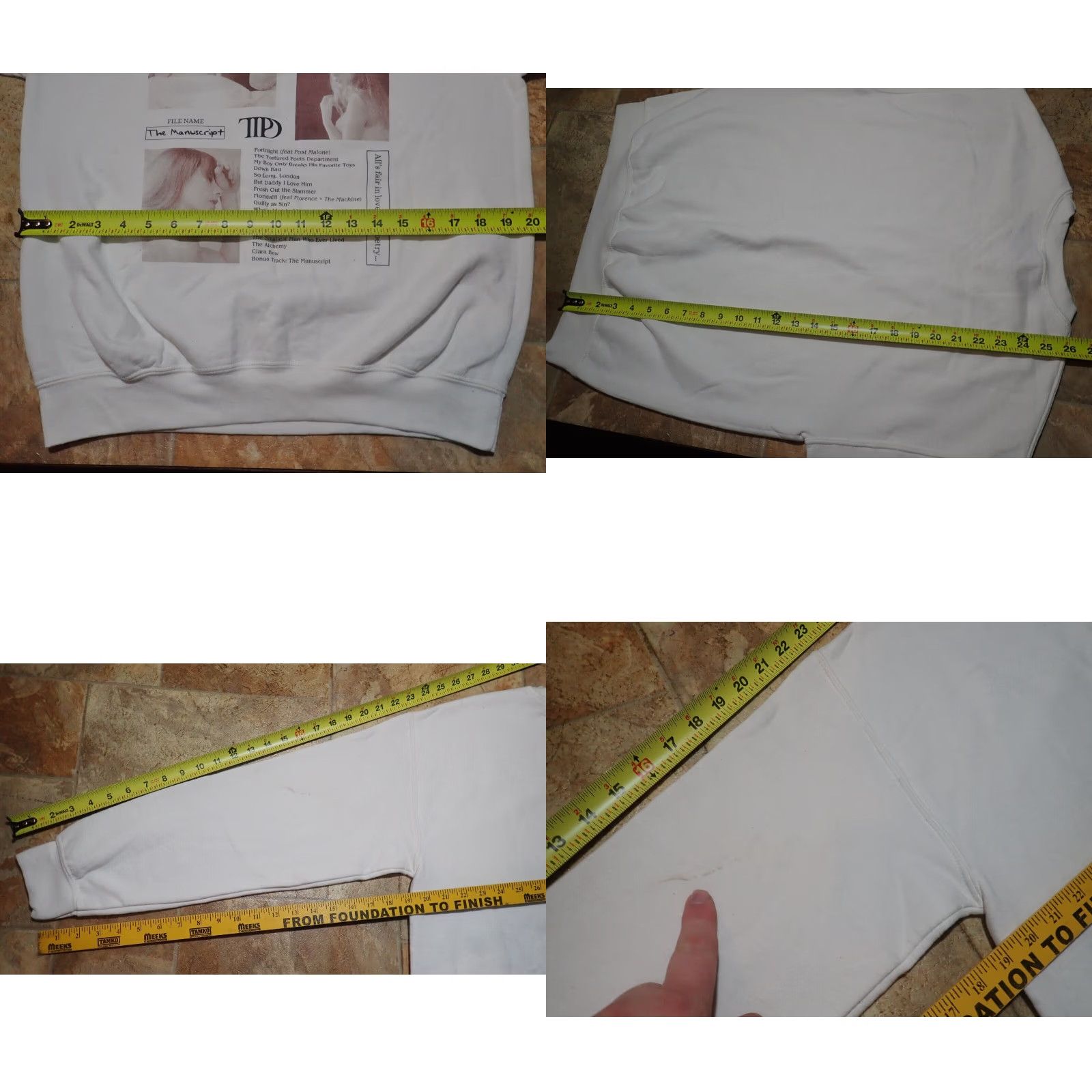 Vintage Taylor Swift TTPD Tortured Poets Department The Manuscript Sweatshirt Women's M White Size M / US 6-8 / IT 42-44 - 8 Thumbnail