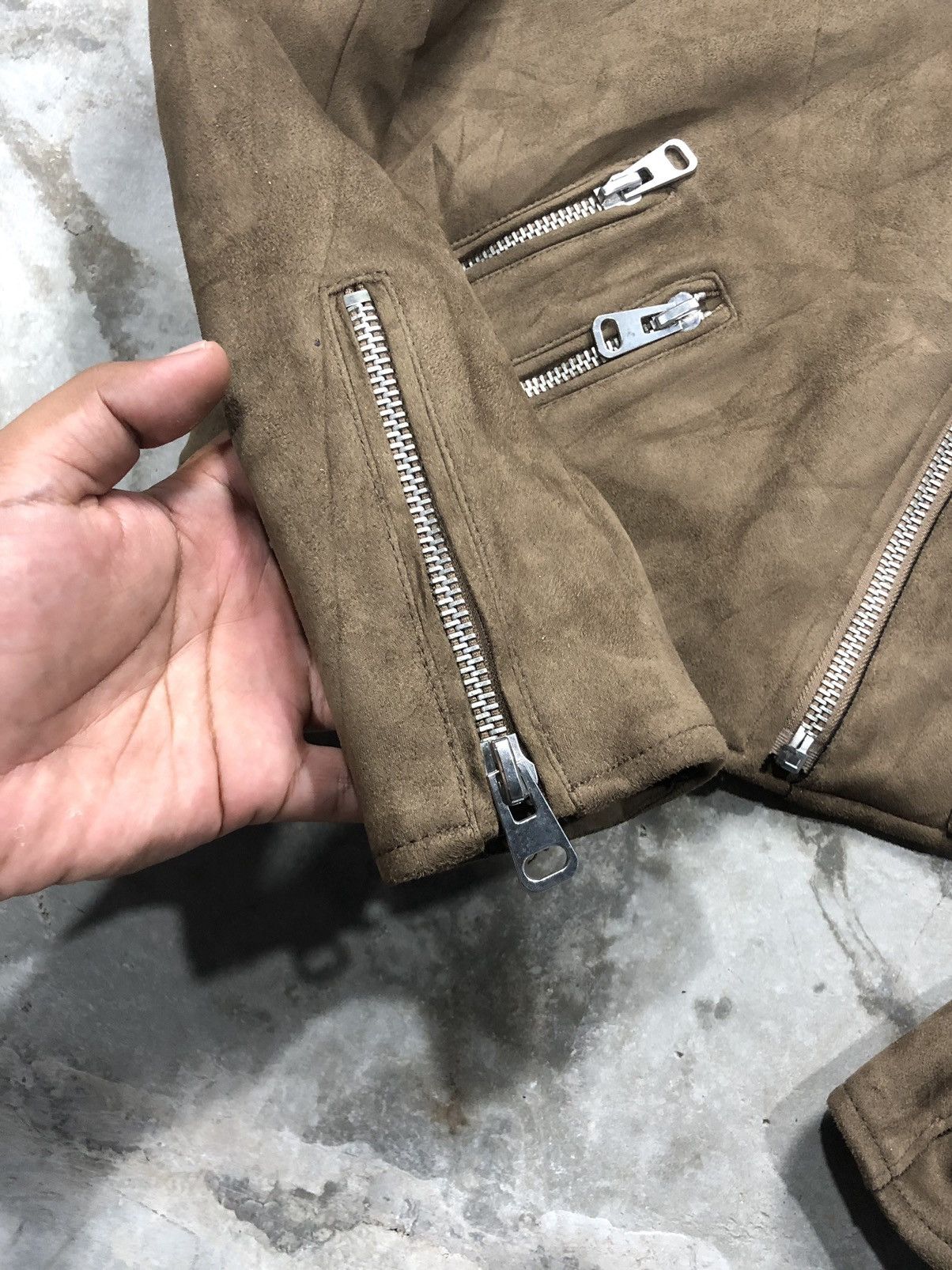 Leather × Zara Zara double collar suede leather jacket Size S / US 4 / IT 40 - 4 Thumbnail