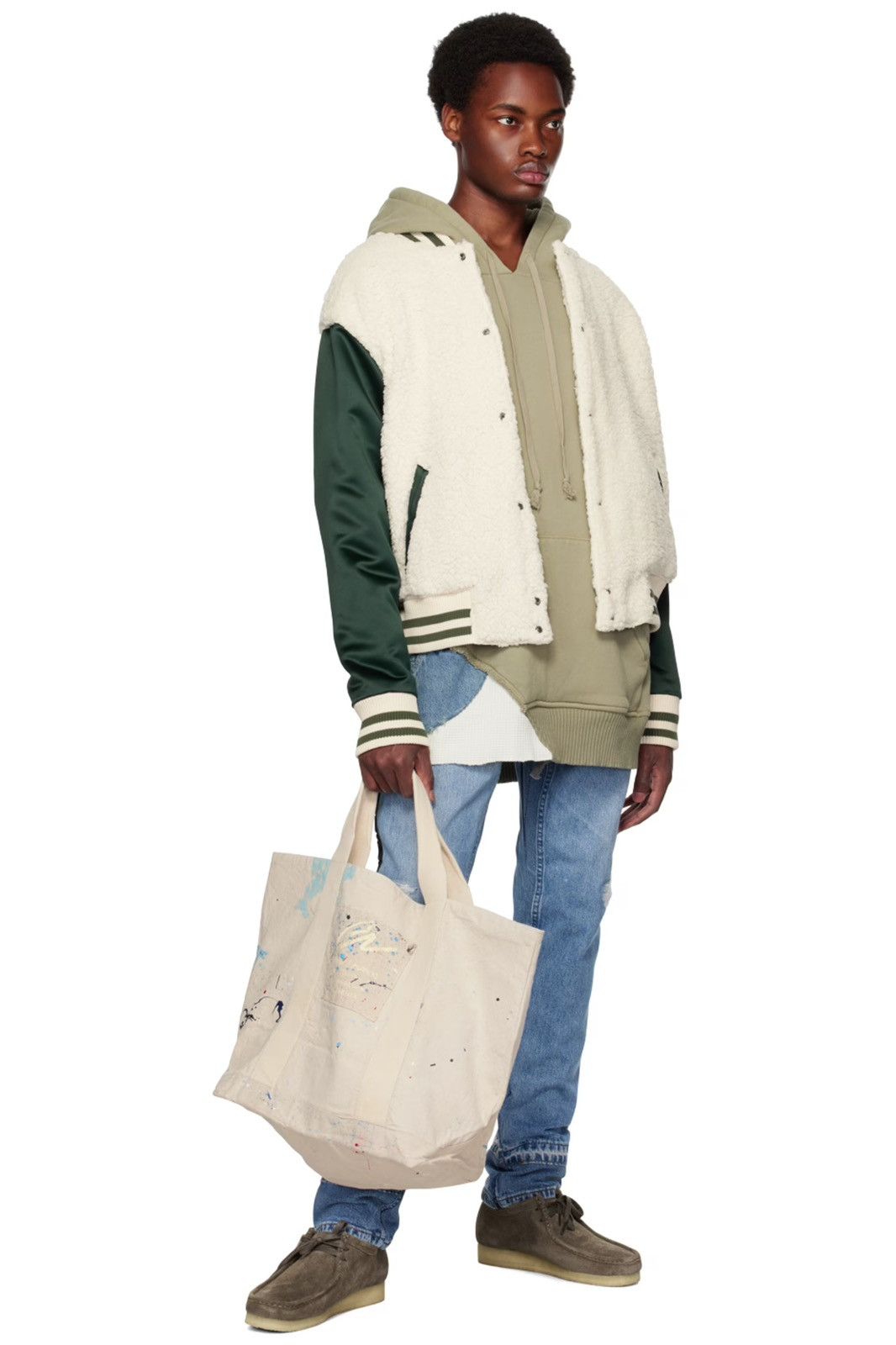 Greg Lauren Paint Splattered Beige Tote Size ONE SIZE - 2 Thumbnail