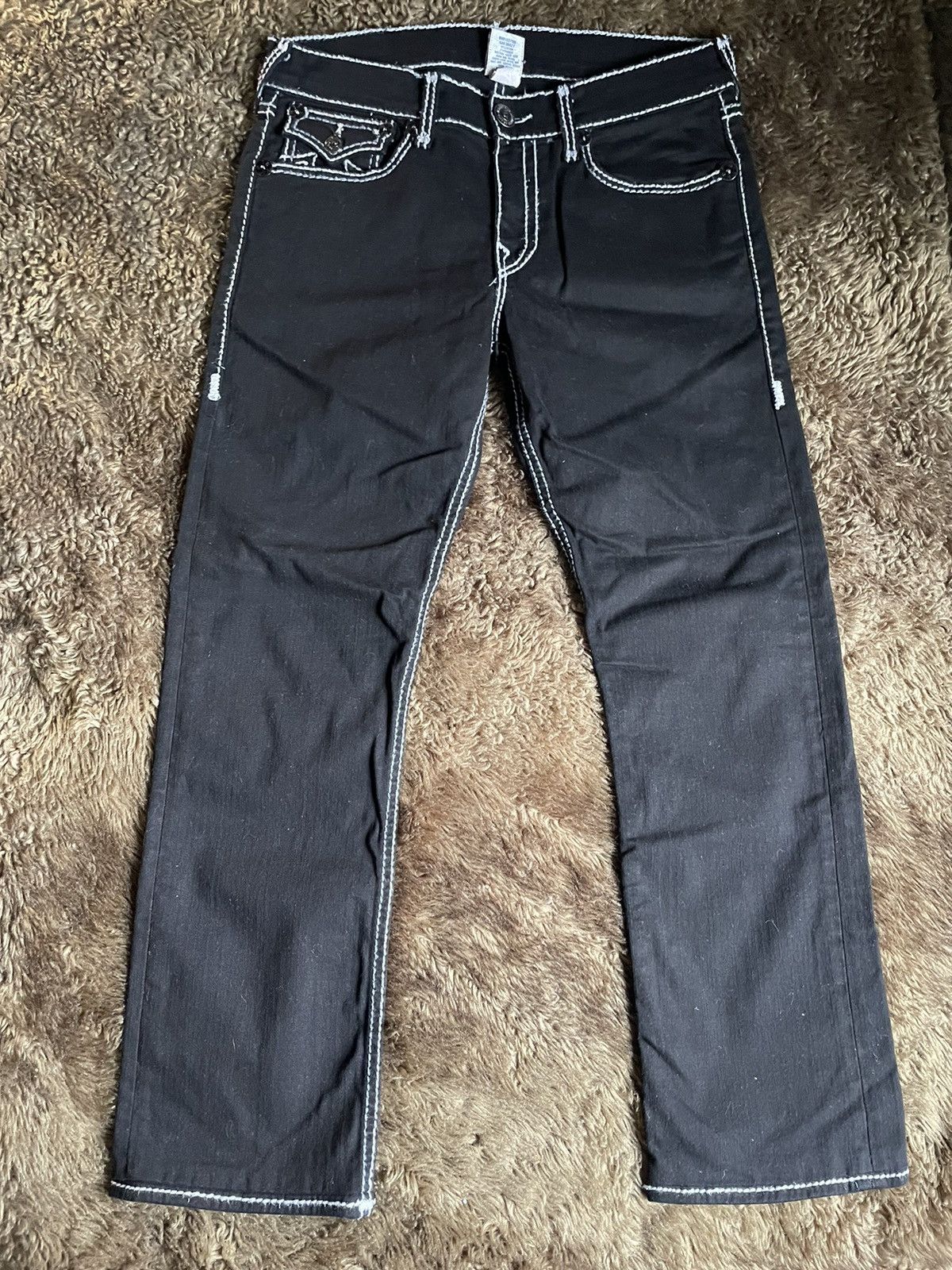 Robins Jeans × Rock Revival × True Religion WHITE STITCHING BLACK TRUEY ...