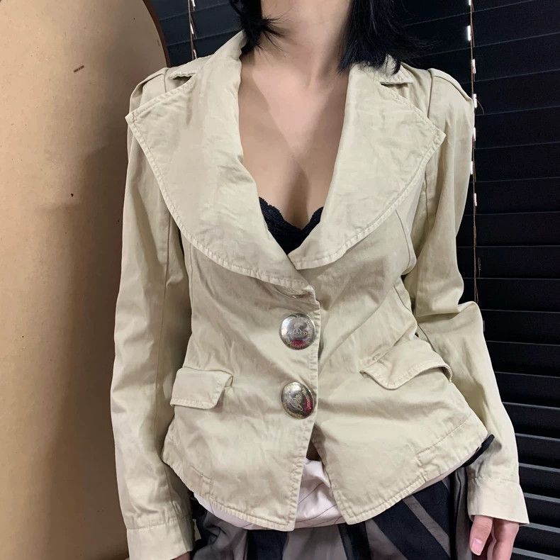 Pre-owned Vivienne Westwood Drape Collar Jacket - Dmc In Sand