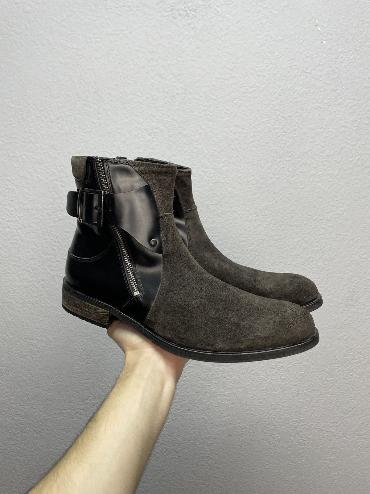 If Six Was Nine AS 98 Vibe Artisan Black Leather Side Zip Ankle Biker Boots Size US 8 / EU 41 - 2 Thumbnail